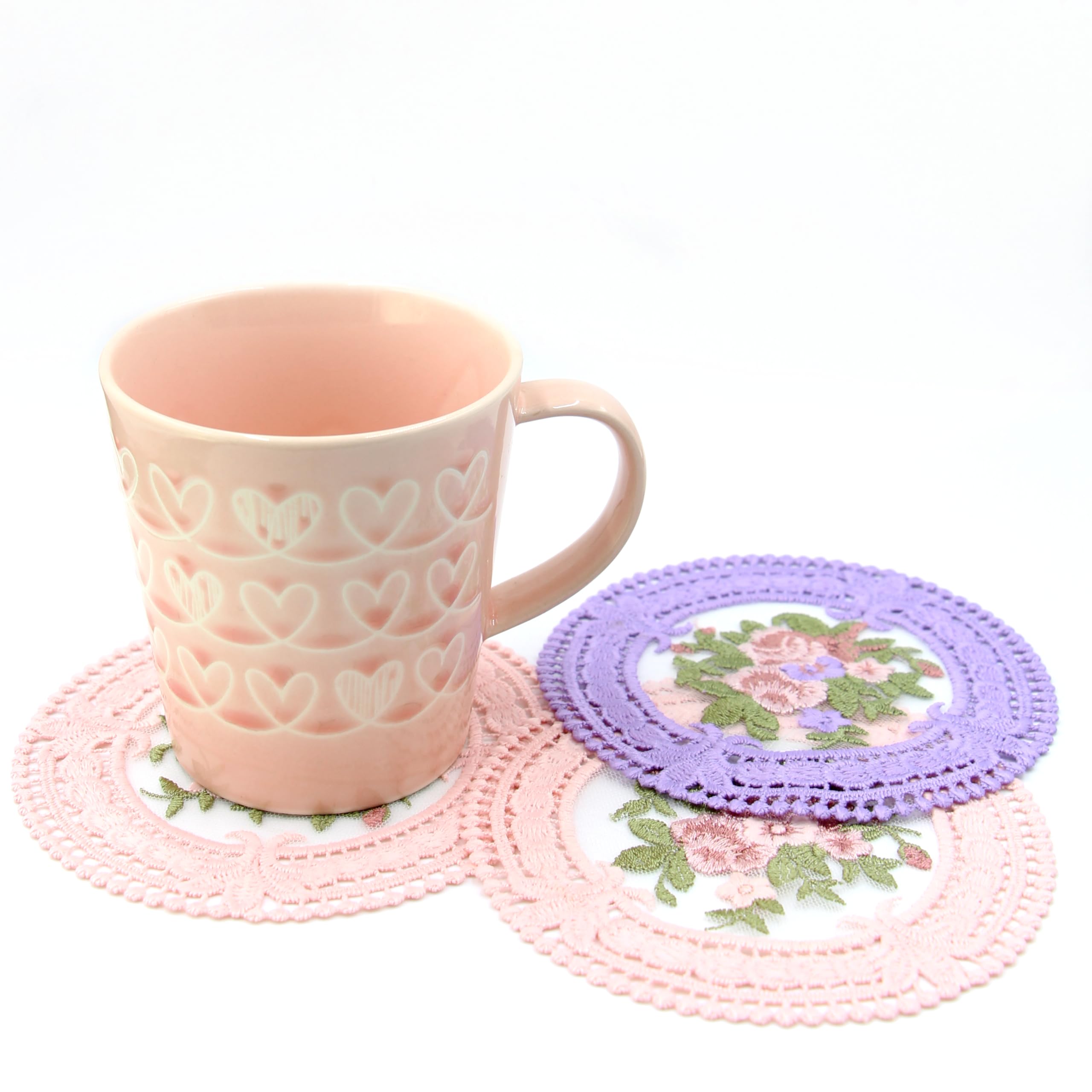 Vintage Lace Pink Coasters 4.5'' 8pk