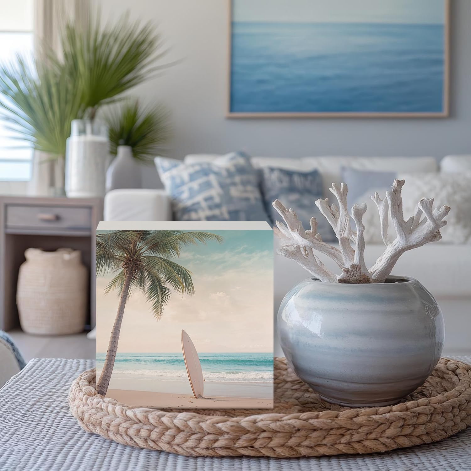 Coquette Pink Bow Champagne Wooden Box Sign, 5x5 Inch