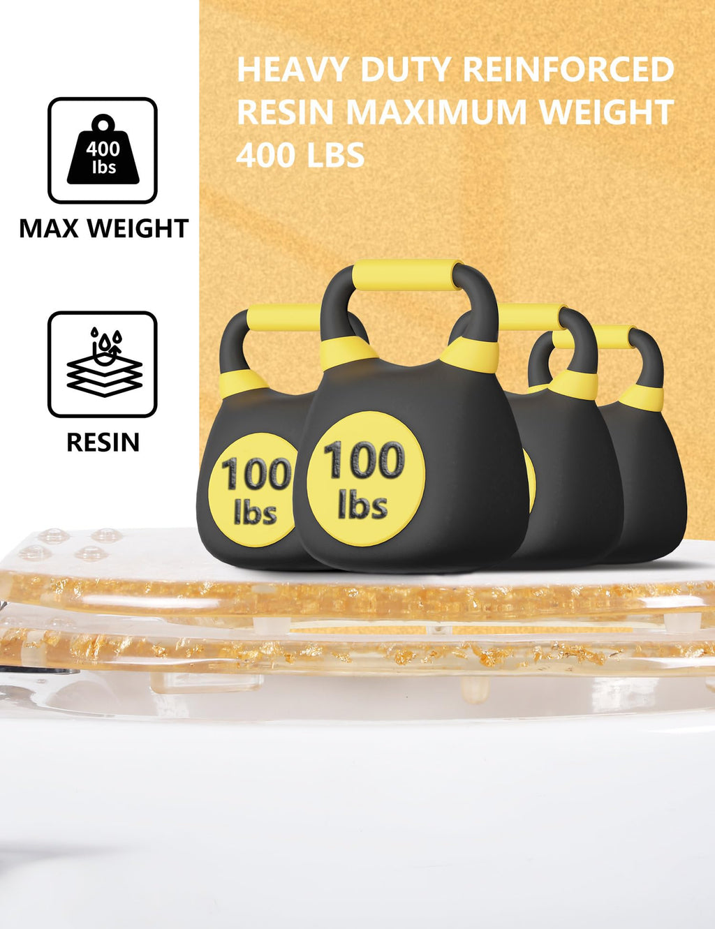 Round Resin Toilet Seat Glitter Soft Close Quick Release Metal Zinc Alloy Hinge Easy to Install also Easy to Clean, Decorative Acrylic Seats (17 Inch)