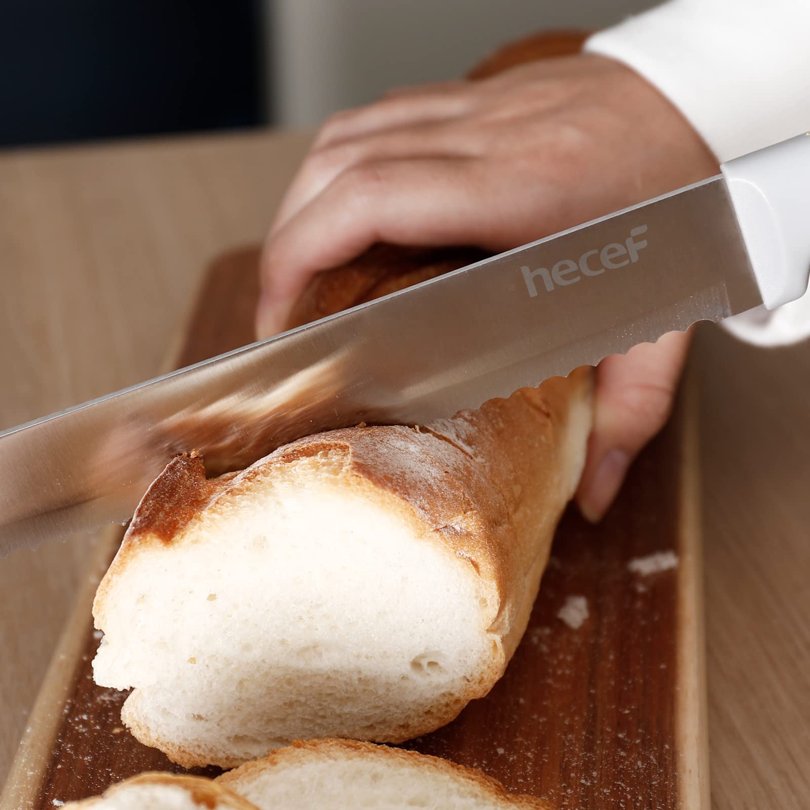 Kitchen Knife Block Set, 14 Pieces Knife Set with Wooden Block & Sharpener Steel & All-purpose Scissors, High Carbon Stainless Steel Cutlery Set