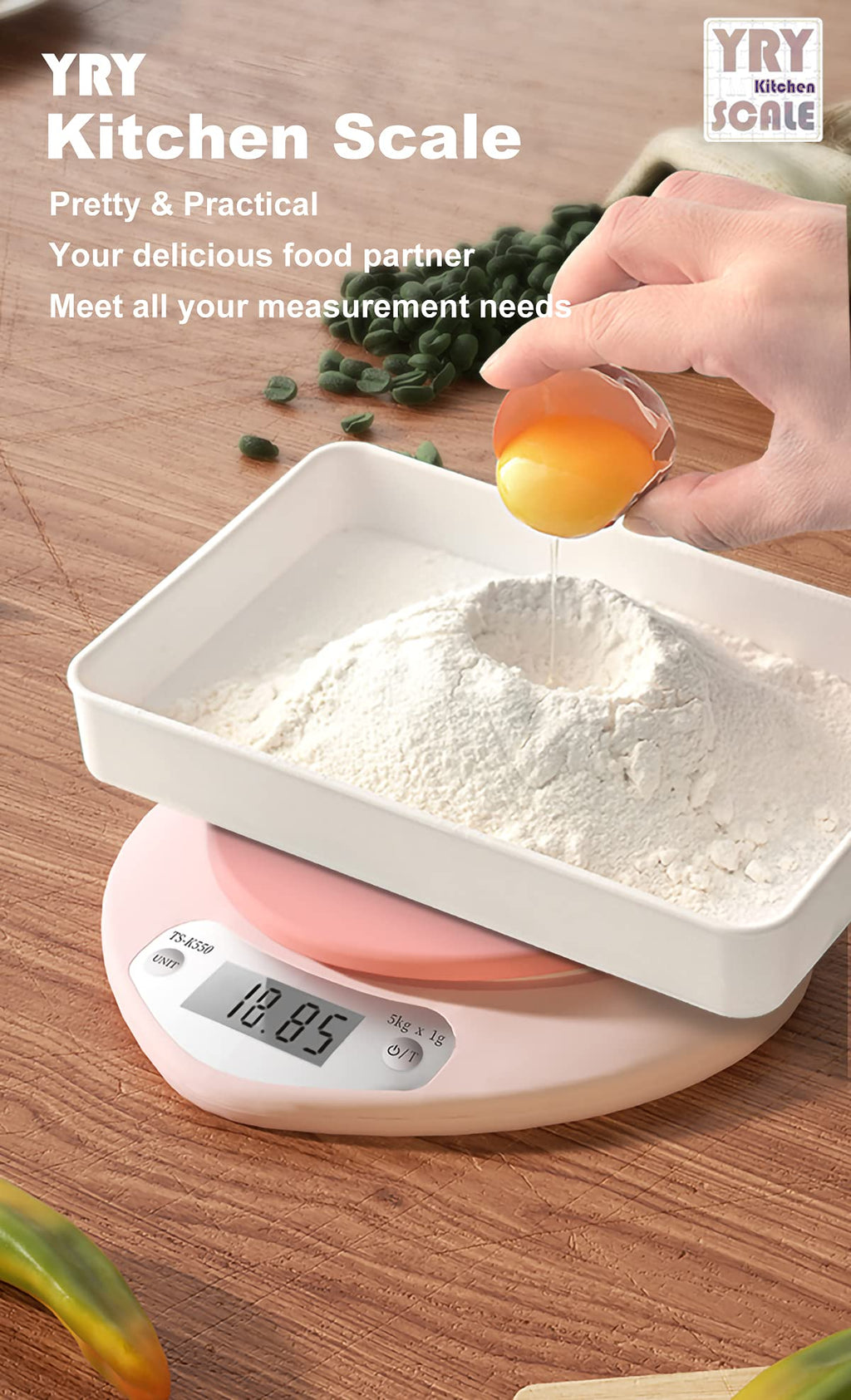 Digital Kitchen Scale â€?Large LCD, Tare Function, 11lb Capacity, Precise 0.03oz Graduation for Baking & Cooking, Measures in ML & Oz