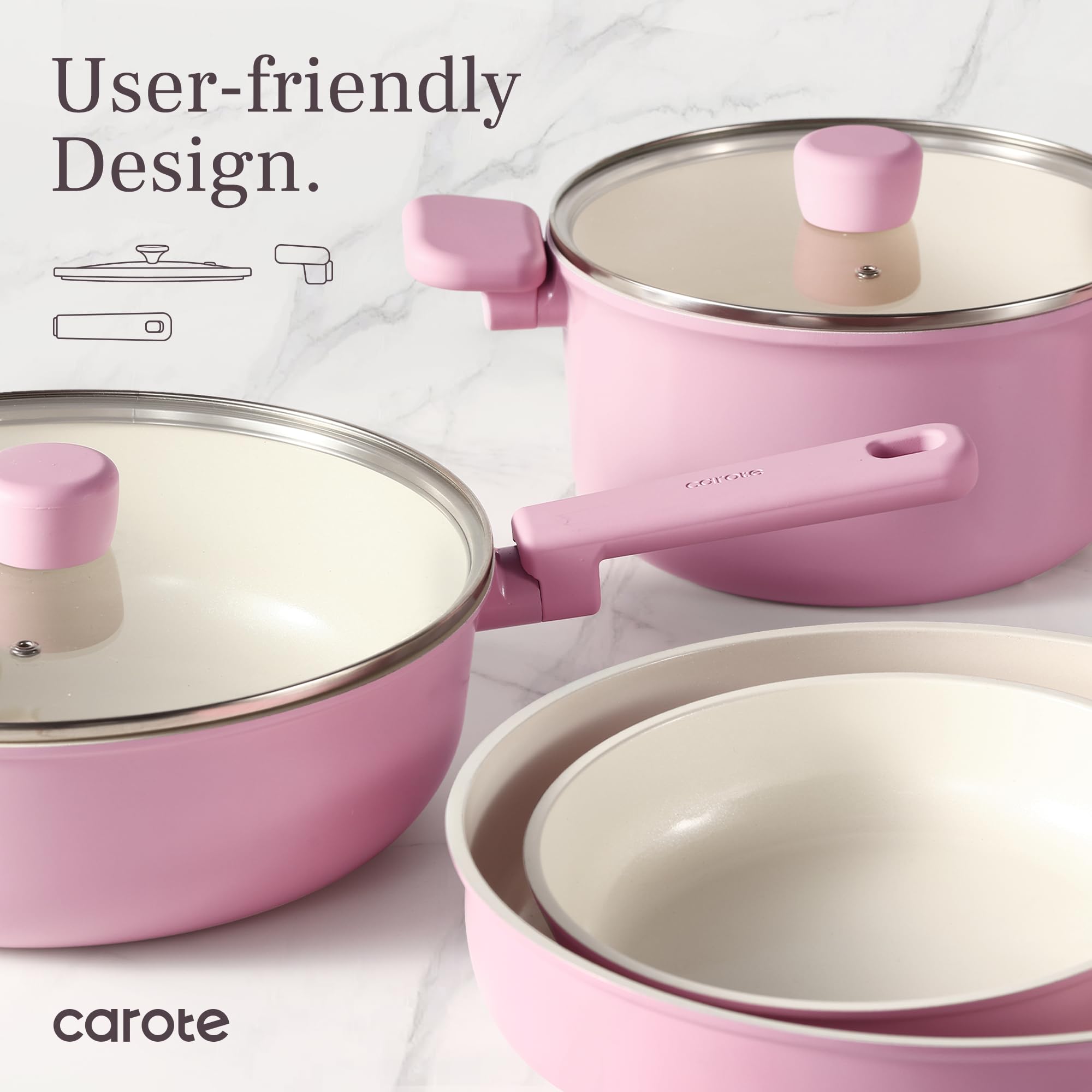 Ceramic Pots and Pans, Nonstick Cookware Set Kitchen Cooking Sets, 14pcs Induction Pot and Pan Non Stick