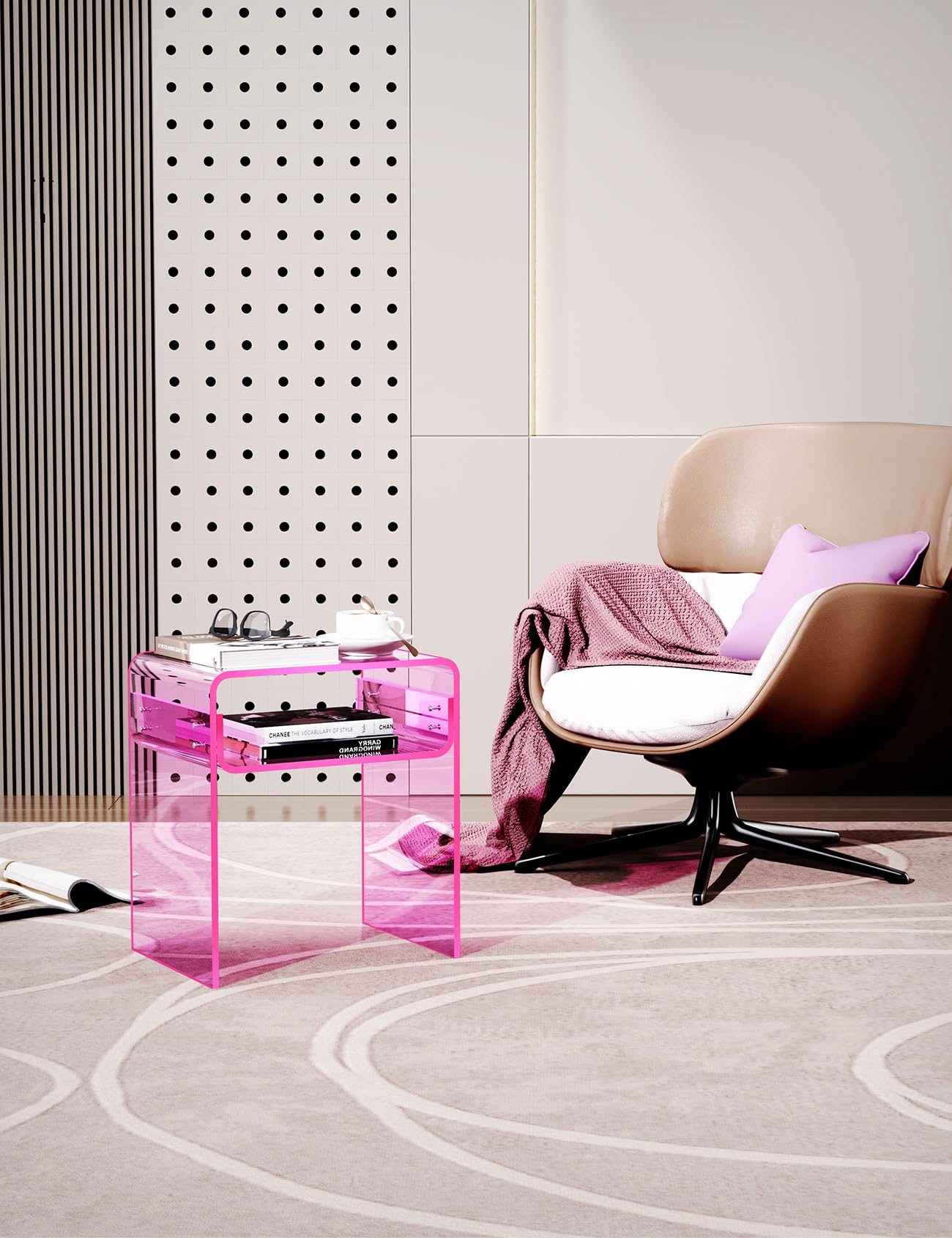 Clear Acrylic End Table 2-Tier Bedside nightstand