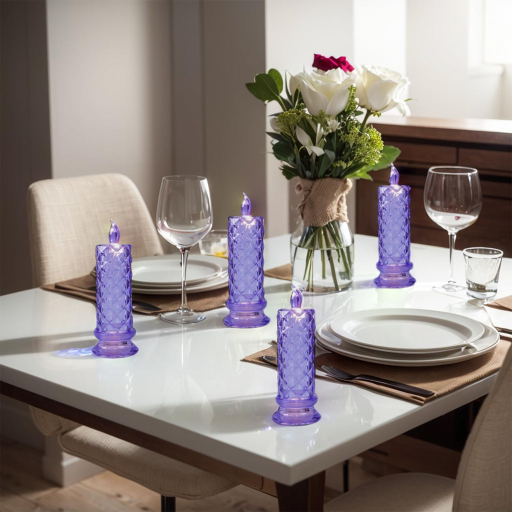 Shadow LED Flameless Candles - 4PCS Romantic Battery Operated Pillar Candles