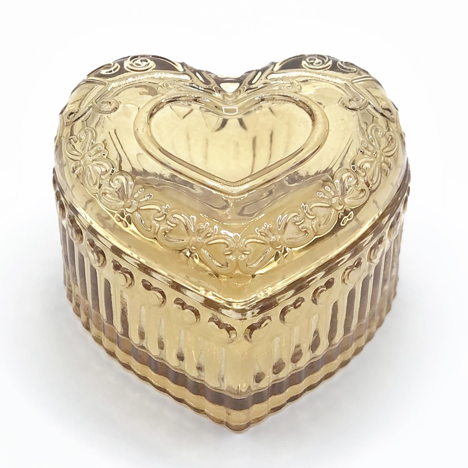 Vintage Glass Jewelry Box - Heart Shaped Display Box