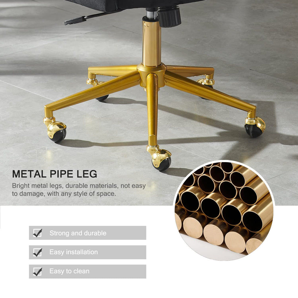 Vanity Velvet Chair, Upholstered Chairs with Adjustable Swivel Wheels