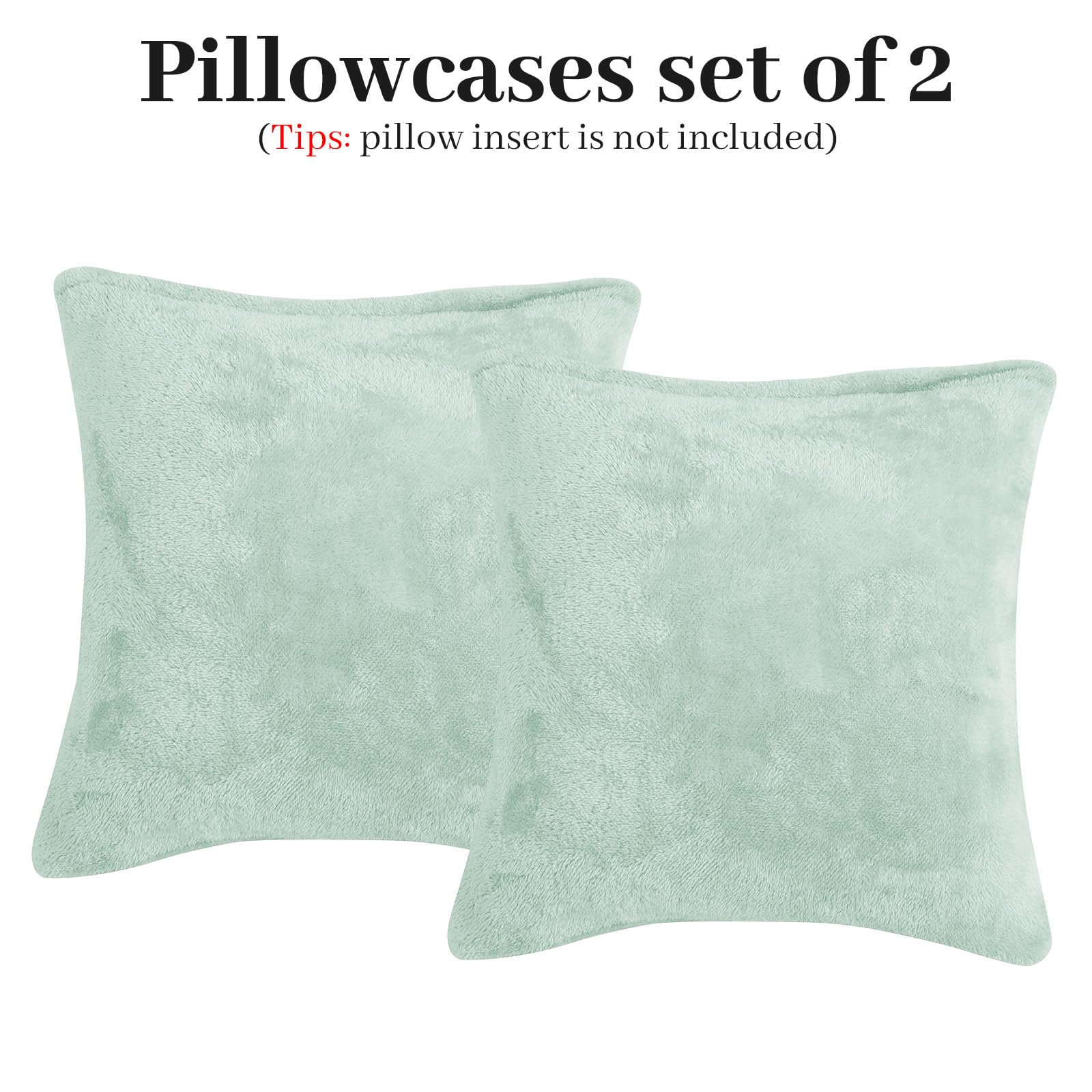 Faux Fur Pillow Cases Set of 2, Luxury Ultra Soft Fuzzy Pillowcases, Fluffy Plush Velvet Pillow Covers with Zipper, Cozy Warmth and No Shedding