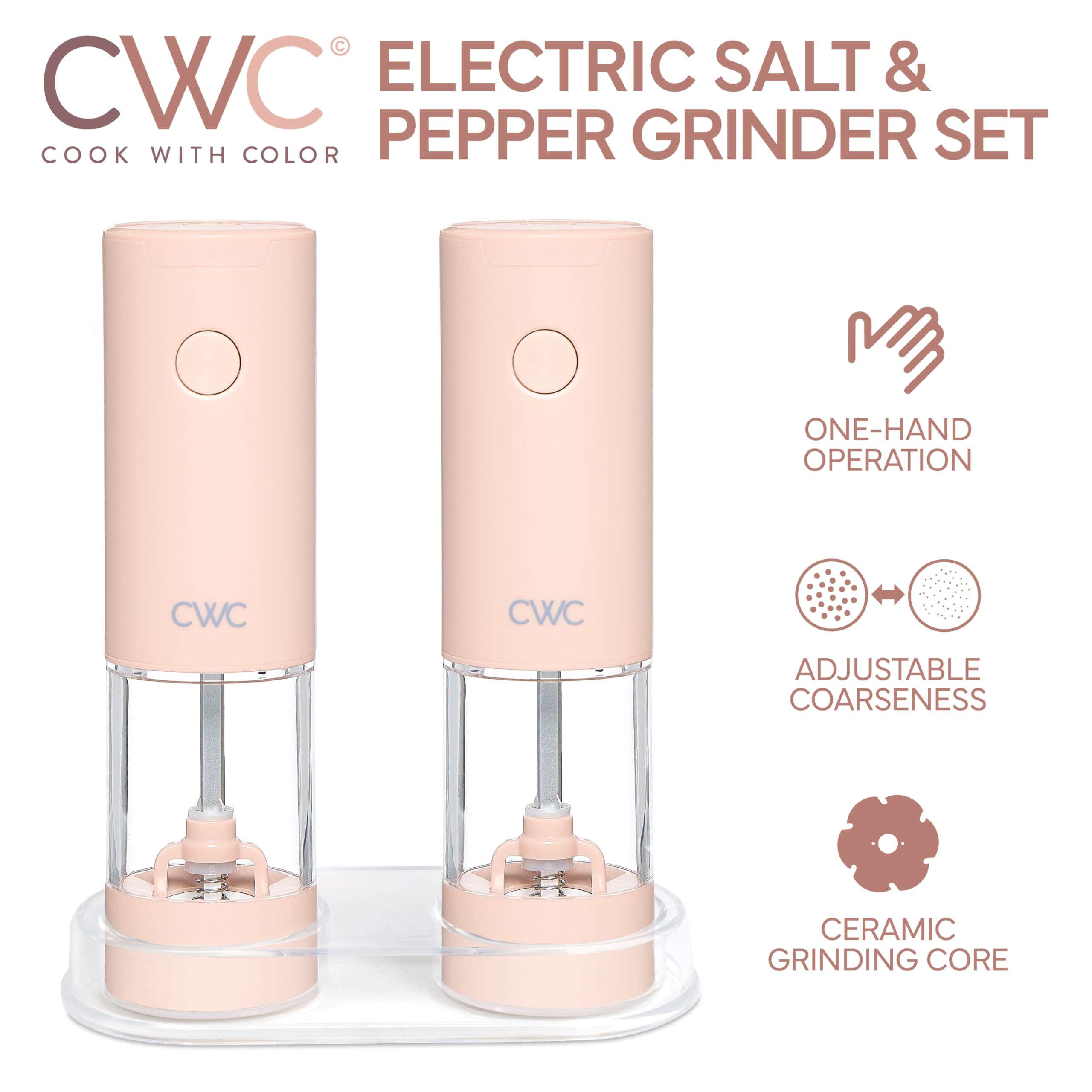 Electric Pepper & Salt Shaker Set of 2 Grinders