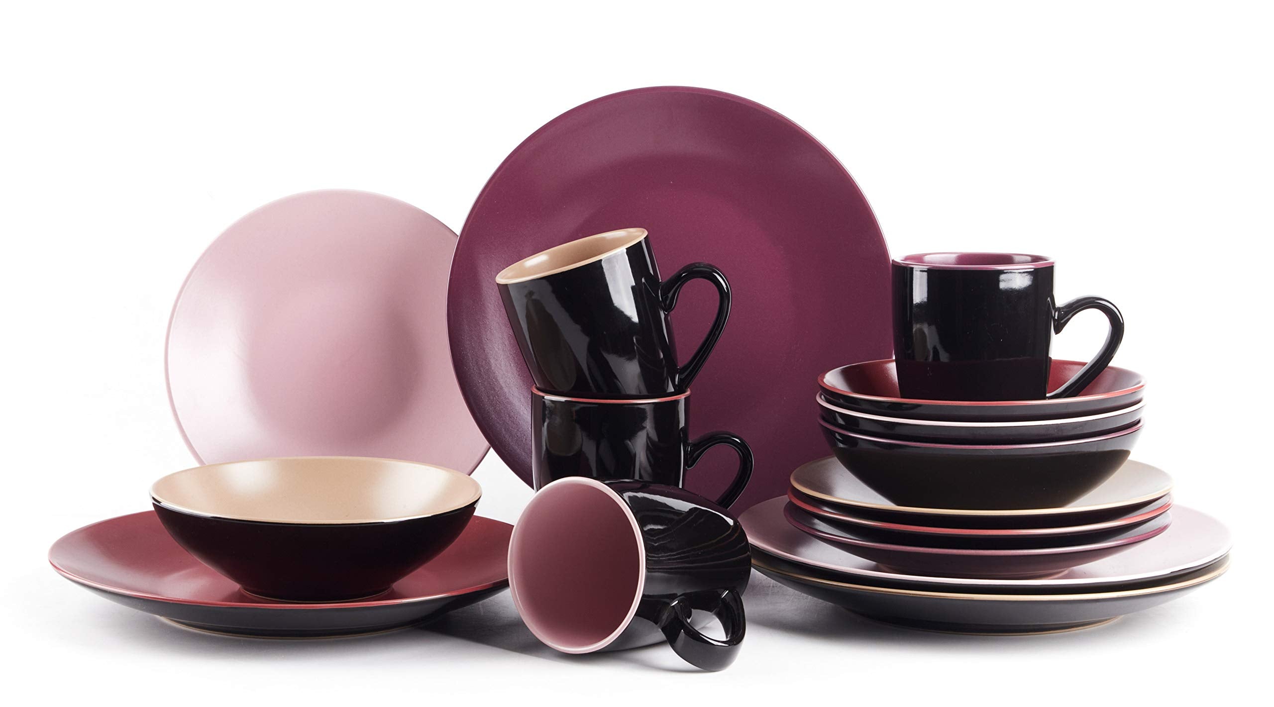Stoneware Two-Tone Colors Life 12pc Dinner Set