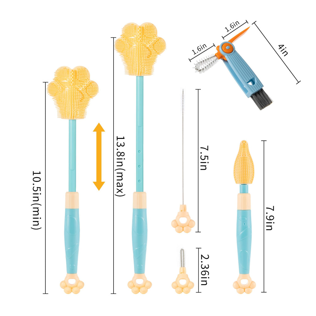 Silicone Bottle and Pot Brush Cleaner, Adjustable Handle Length (10.5-13.8in)