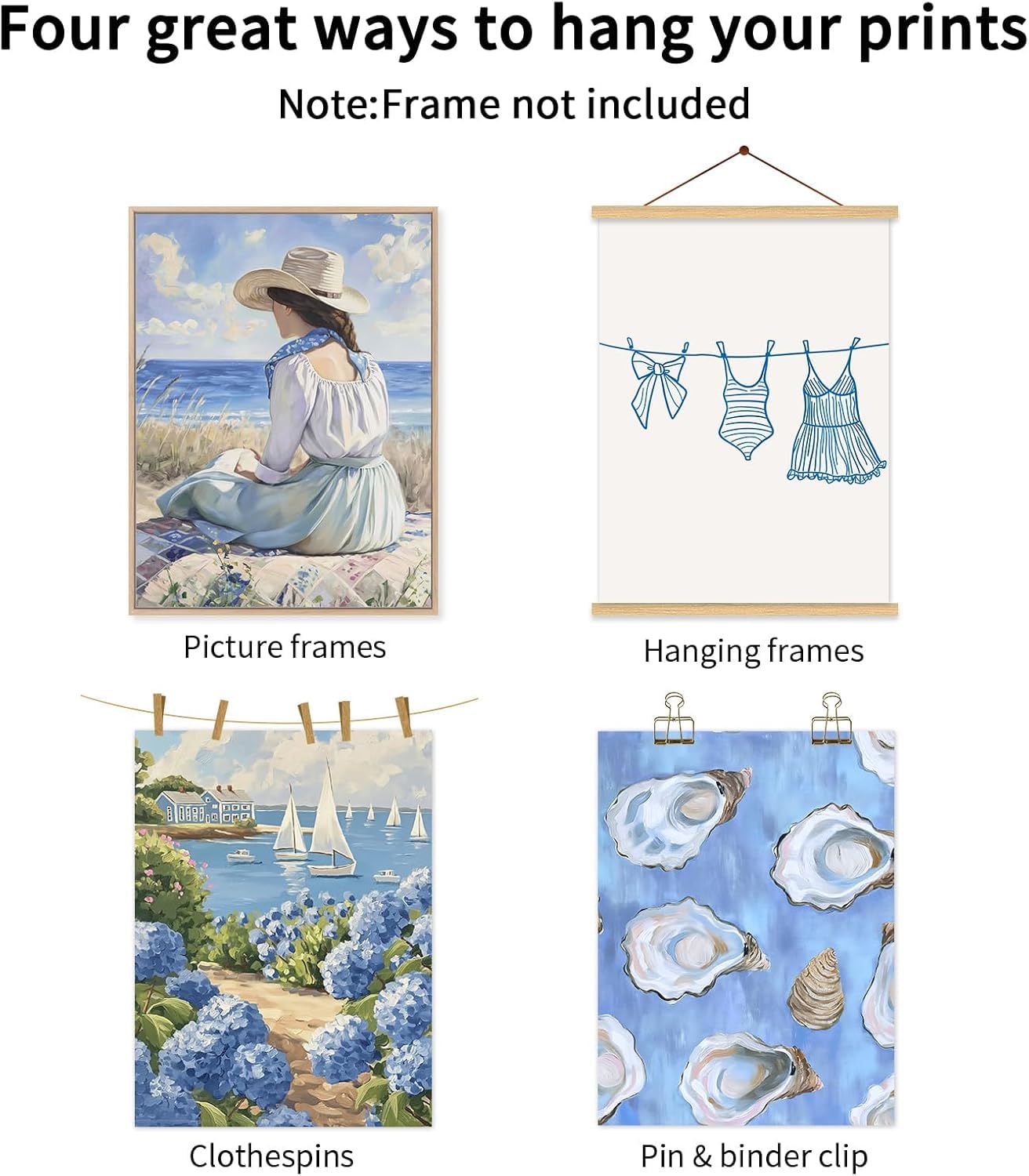 Coquette 6pcs Blue Bow Canvas Wall Art Preppy Decor Trendy Red Cherry Mirror Posters Room Decoration Unframed