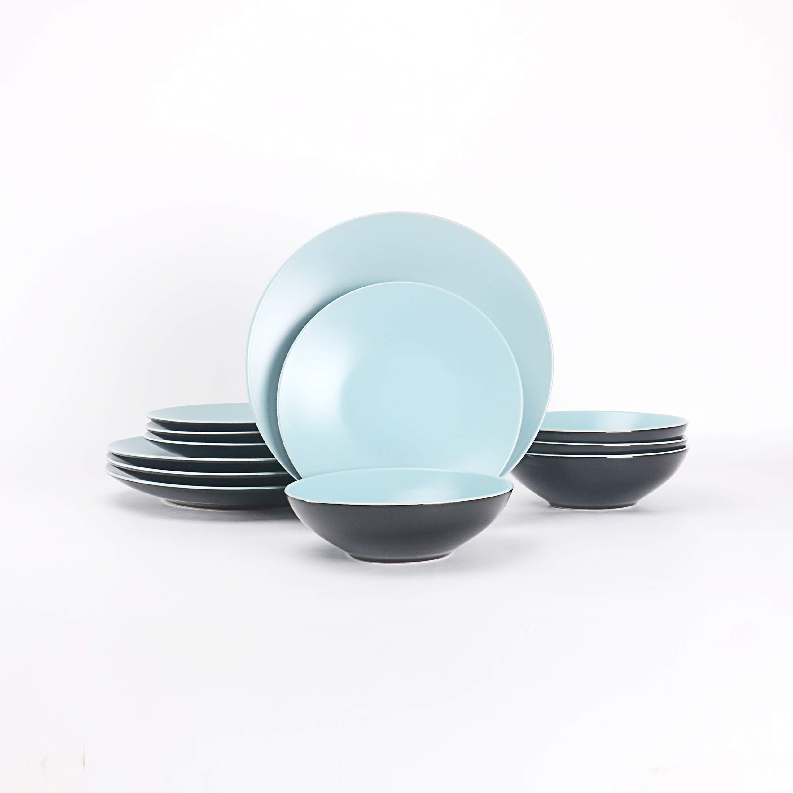 Stoneware Two-Tone Colors Life 12pc Dinner Set
