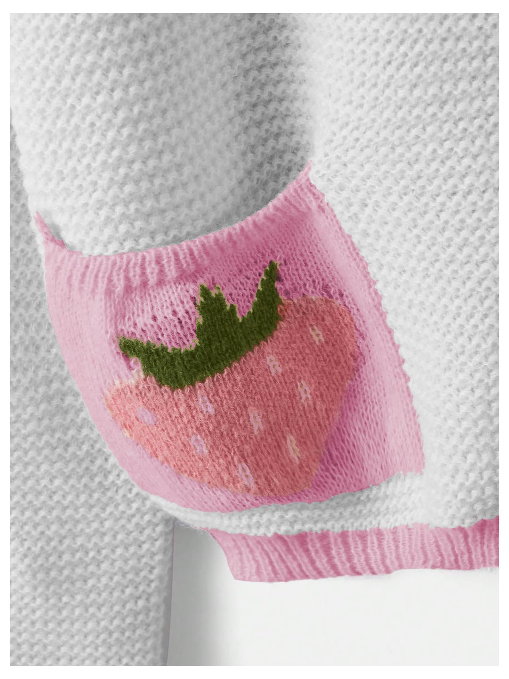 Women's Strawberry Pattern Open Front Bishop Sleeve Casual Cardigan