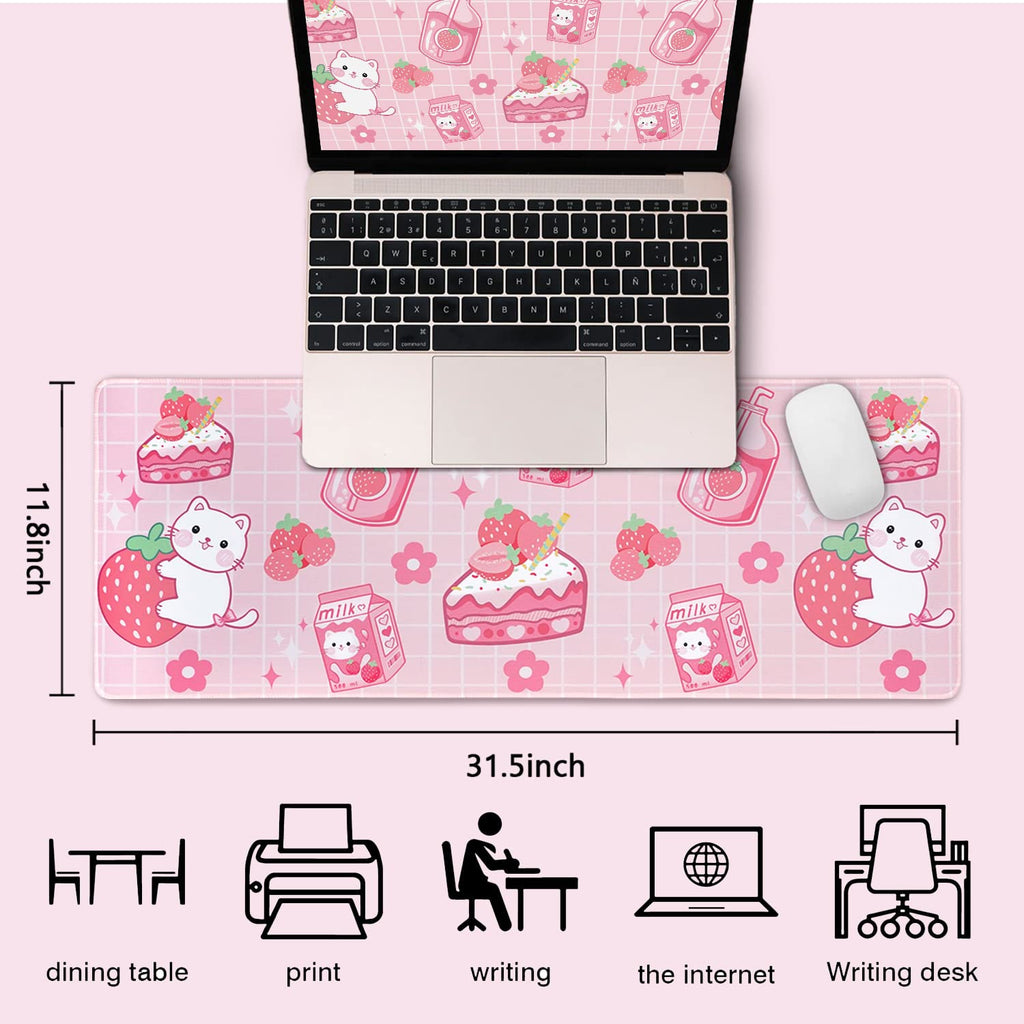 Kawaii Gaming Mouse Pad for Desk, Extended Large 31.5 X 11.8 Inch