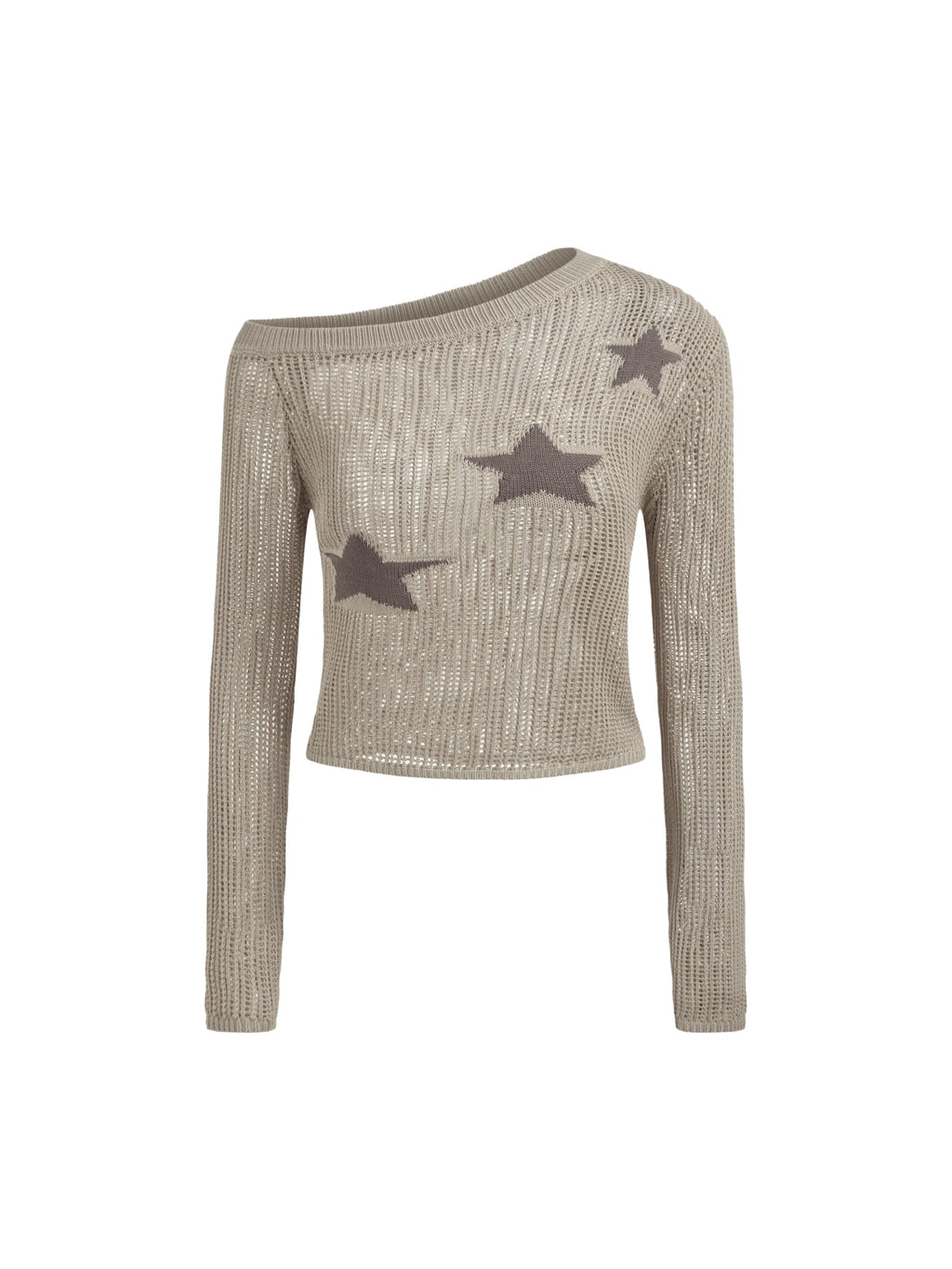 Women's CIDER Asymmetrical Neck Star Pattern Long Sleeve Sweater
