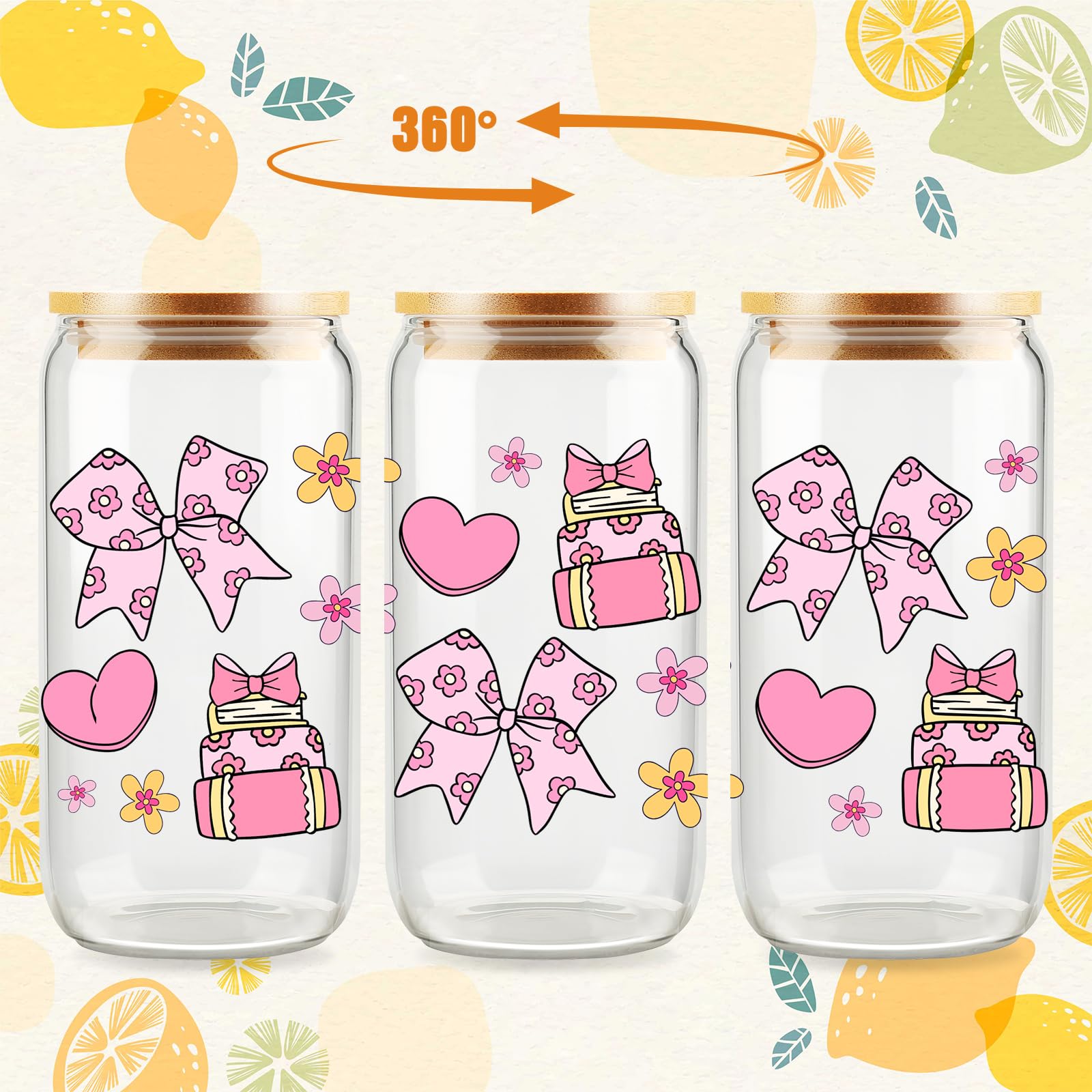 Cherry Bow Cup, Birthday Gifts for Women, Girly Gifts for Her, Sister, Mom, Colleague - 16 OZ Glass Tumbler with Straw & Lid, Coquette Iced Cup