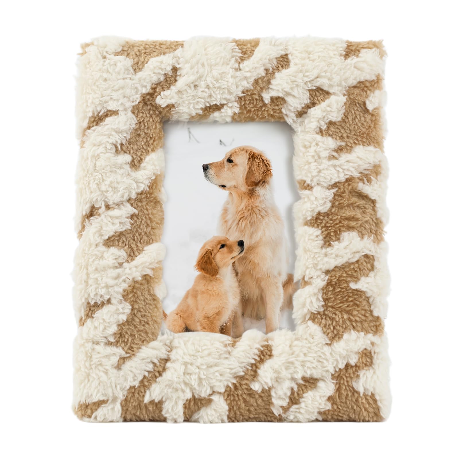 Watercolor-style Fluffy Decorative Picture Frame with Stand and Real Glass for Home Living Room Bedroom Decor