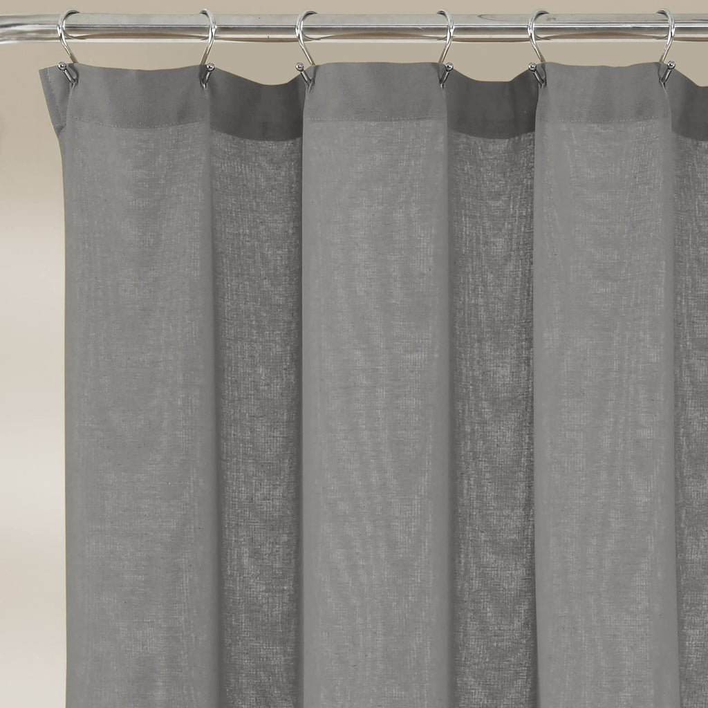 Lush Decor Linen Button Shower Curtain, 72" W x 72" L, Fabric Shower Curtains