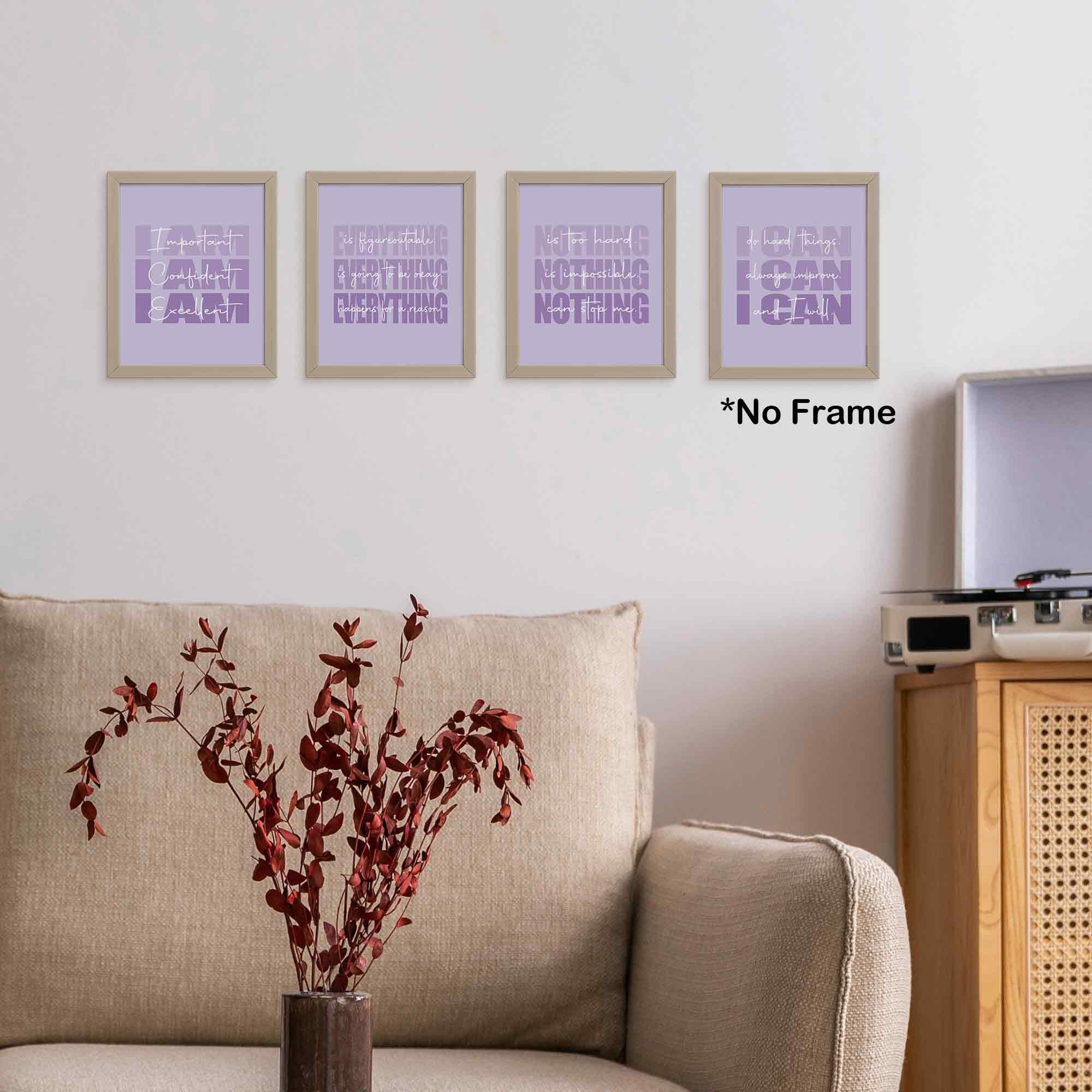 Set of 4 Inspirational Posters â€?Motivational Wall Art for Teen Girls & Women (8x10)