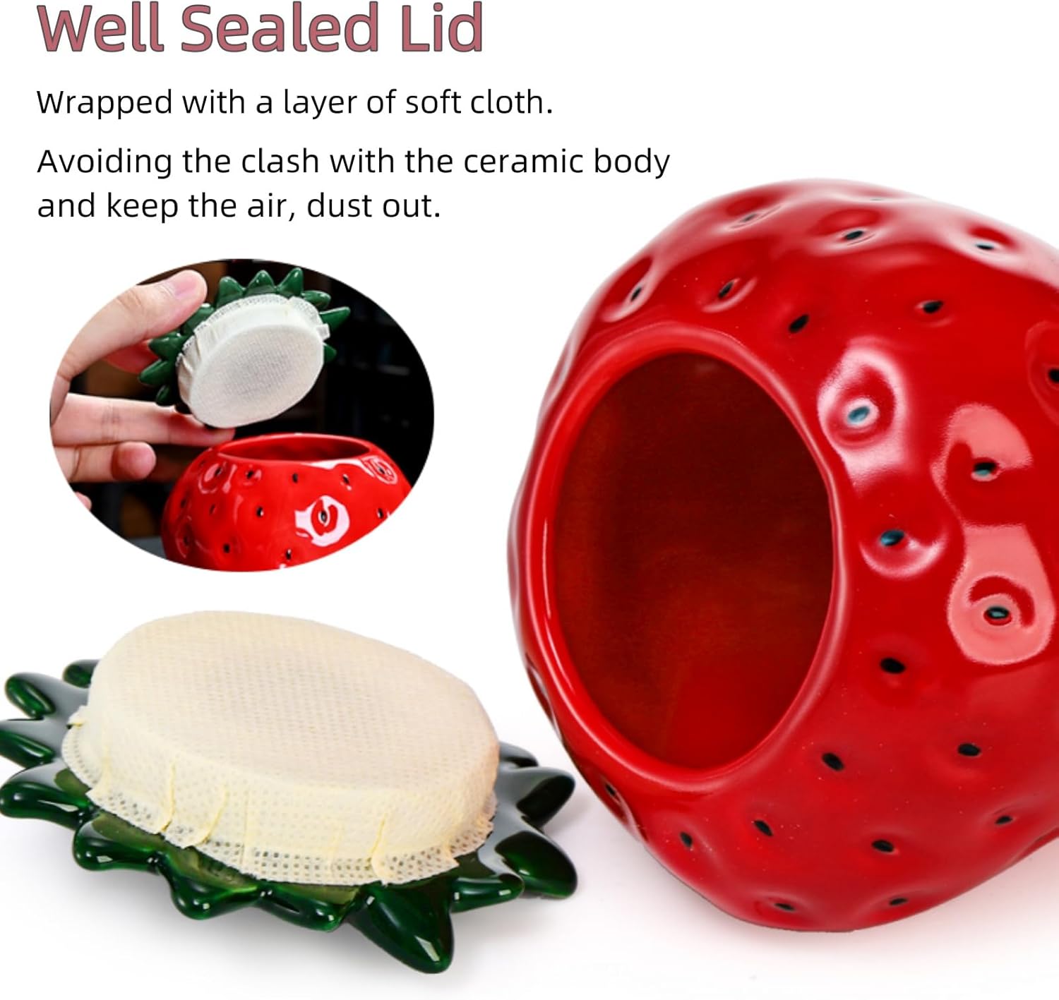 Ceramic Strawberry Jars, 2 Pack Strawberry Shaped Canisters With Lids