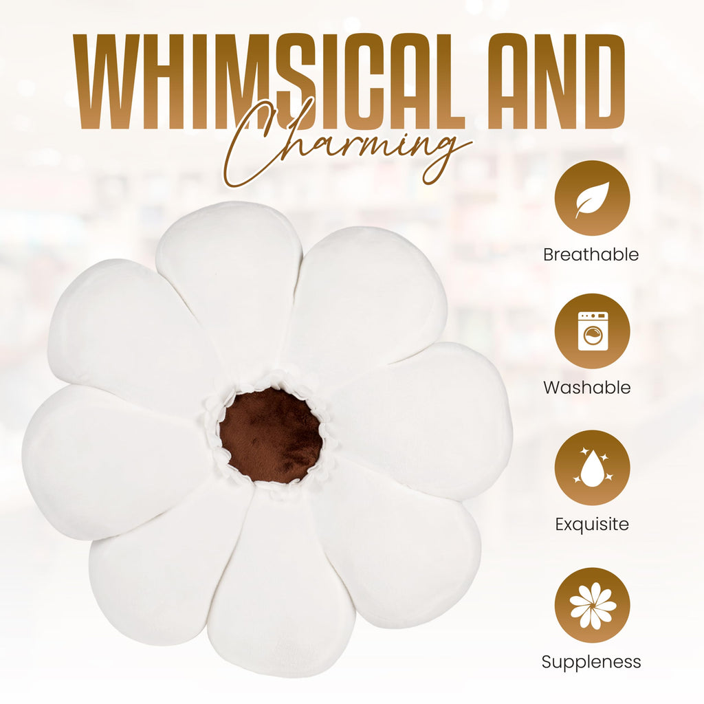 Gerbera Daisy Cute Preppy Flower 17-inch Pillow, Ultra Soft Hand-Stitched Premium Plush Fabric, Decorative Accent Throw Pillow, (Sunset Pink)