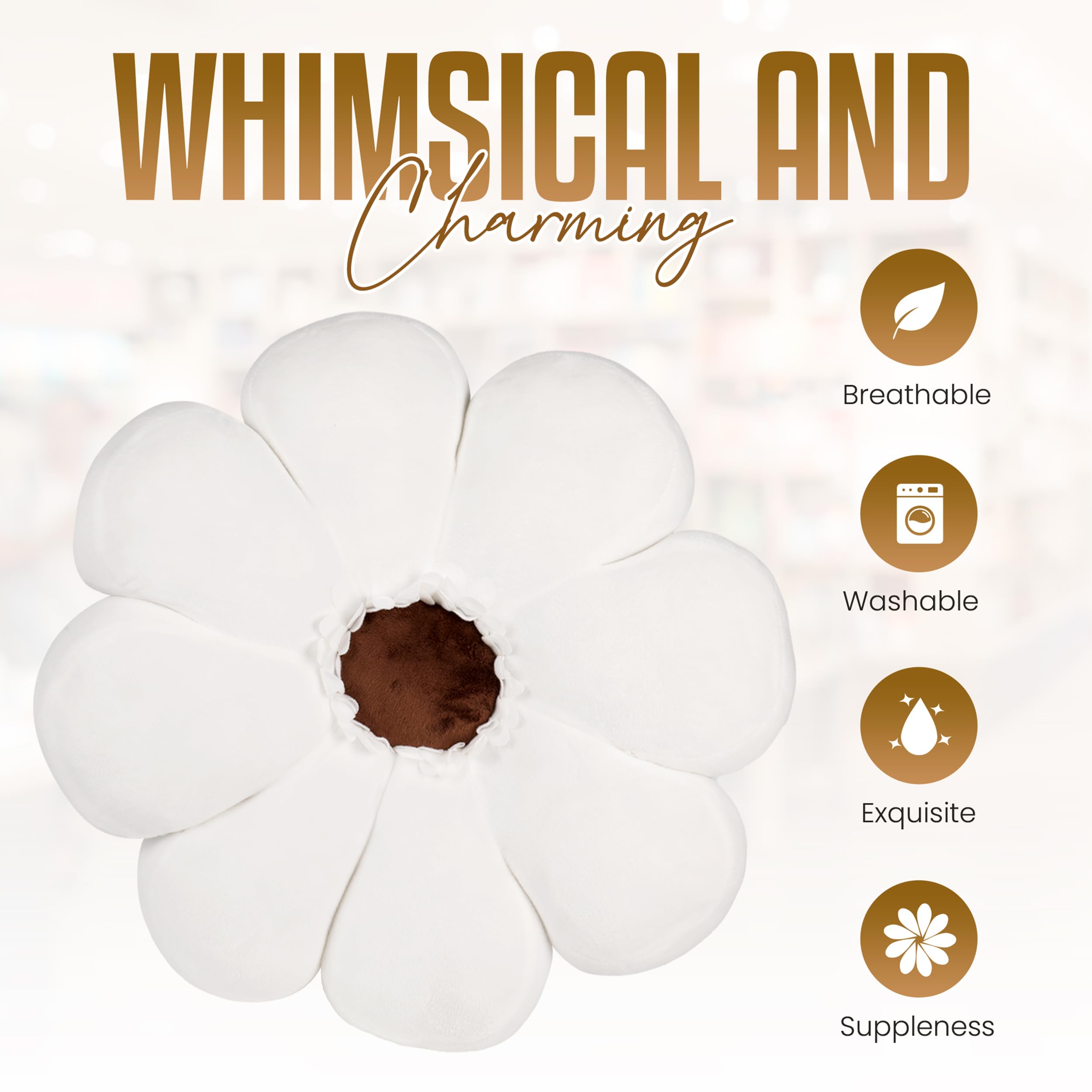 Gerbera Daisy Cute Preppy Flower 17-inch Pillow, Ultra Soft Hand-Stitched Premium Plush Fabric, Decorative Accent Throw Pillow, (Sunset Pink)