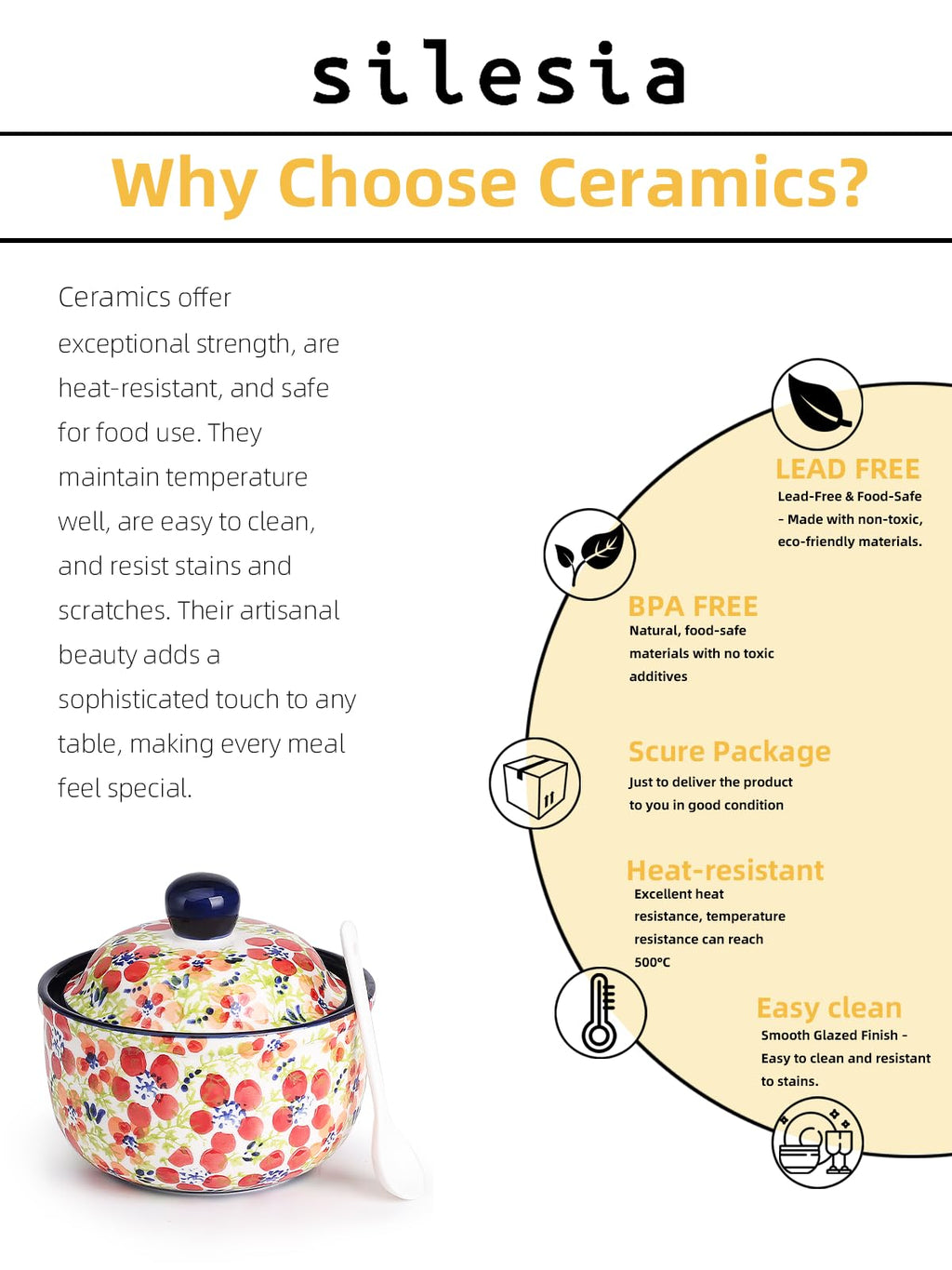 Handmade Sugar Bowl with Lid and Spoon, 10 Ounce Ceramic Hand-Painted Sugar Jar for Kitchen Oven, Dishwasher & Microwave Safe, Glazed