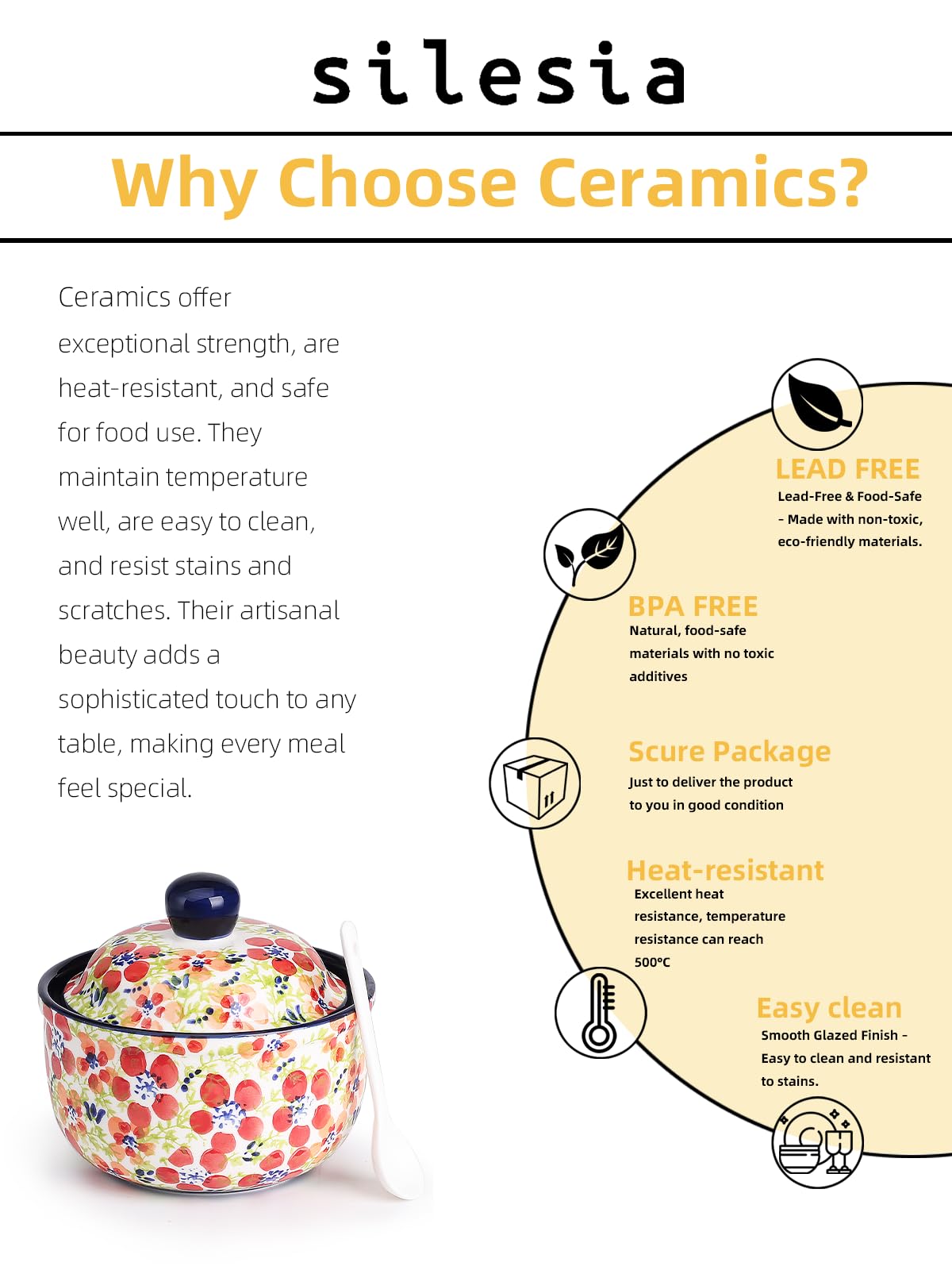 Handmade Sugar Bowl with Lid and Spoon, 10 Ounce Ceramic Hand-Painted Sugar Jar for Kitchen Oven, Dishwasher & Microwave Safe, Glazed