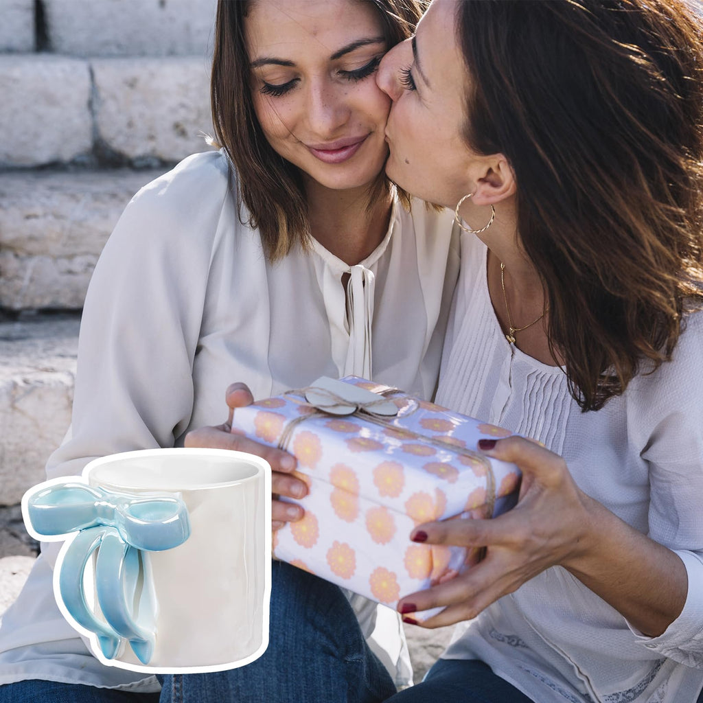 Ceramic Bow Handle Mug, Electroplated Finish with Shimmering Starry Glow, High-Temperature Fired for Durability 12OZ