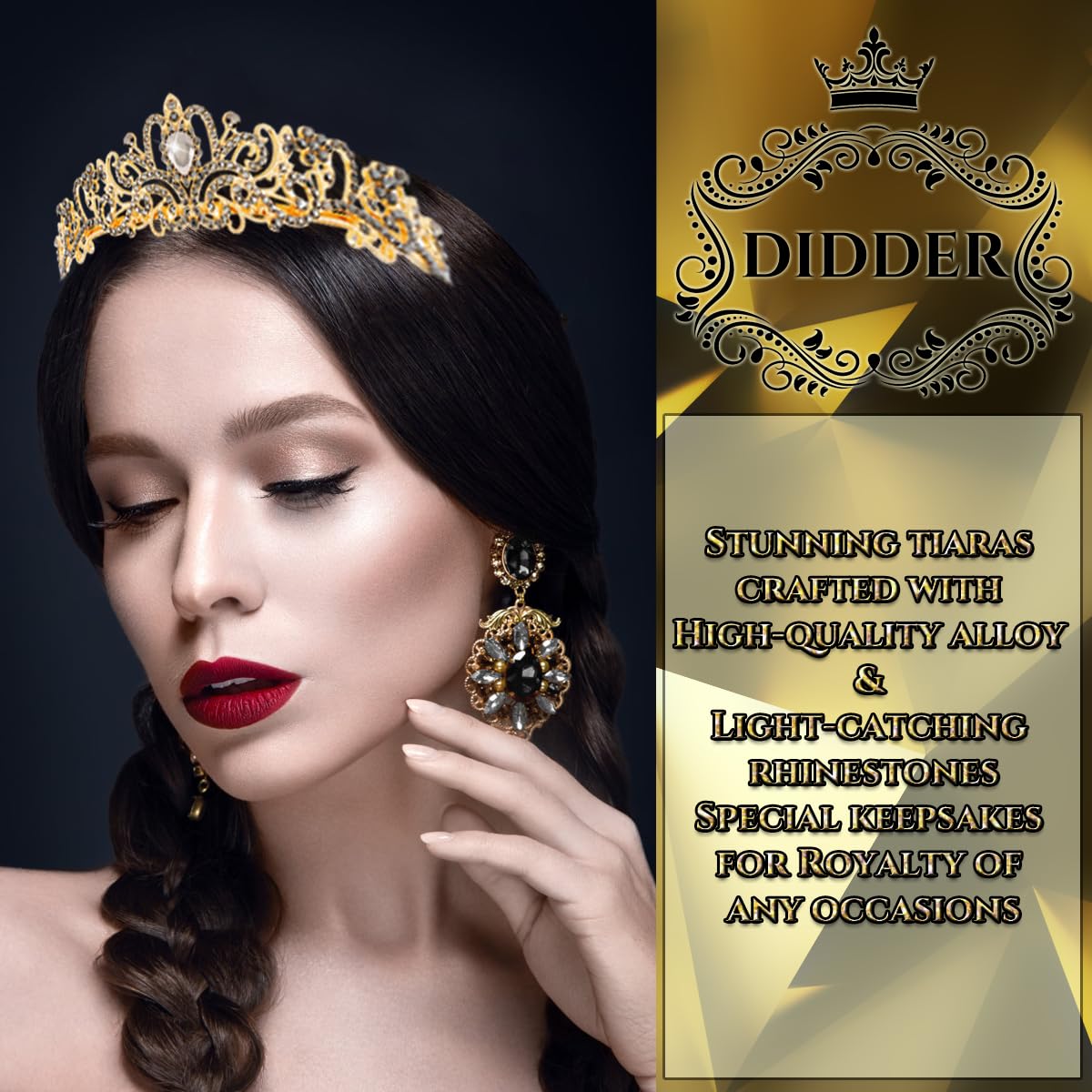 Princess Crystal Tiara Crown Headband Elegant Crown With Combs