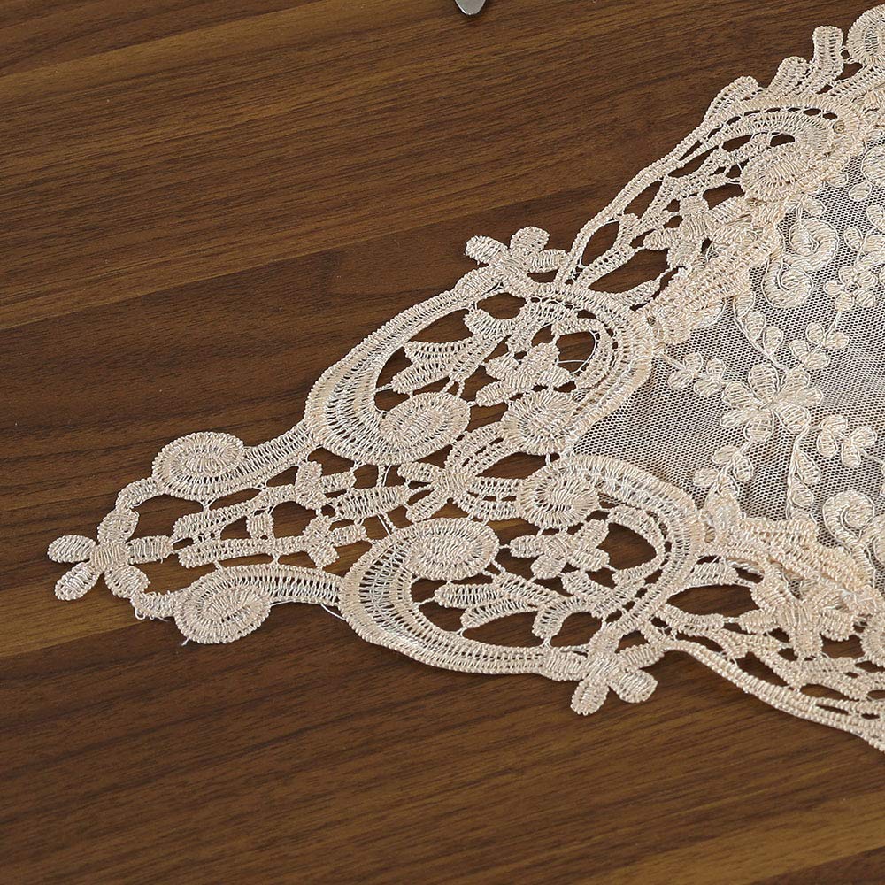 Rectangle Table Runner Lace Macrame Embroidered Table Runners with Exquisite Vintage Shabby Chic