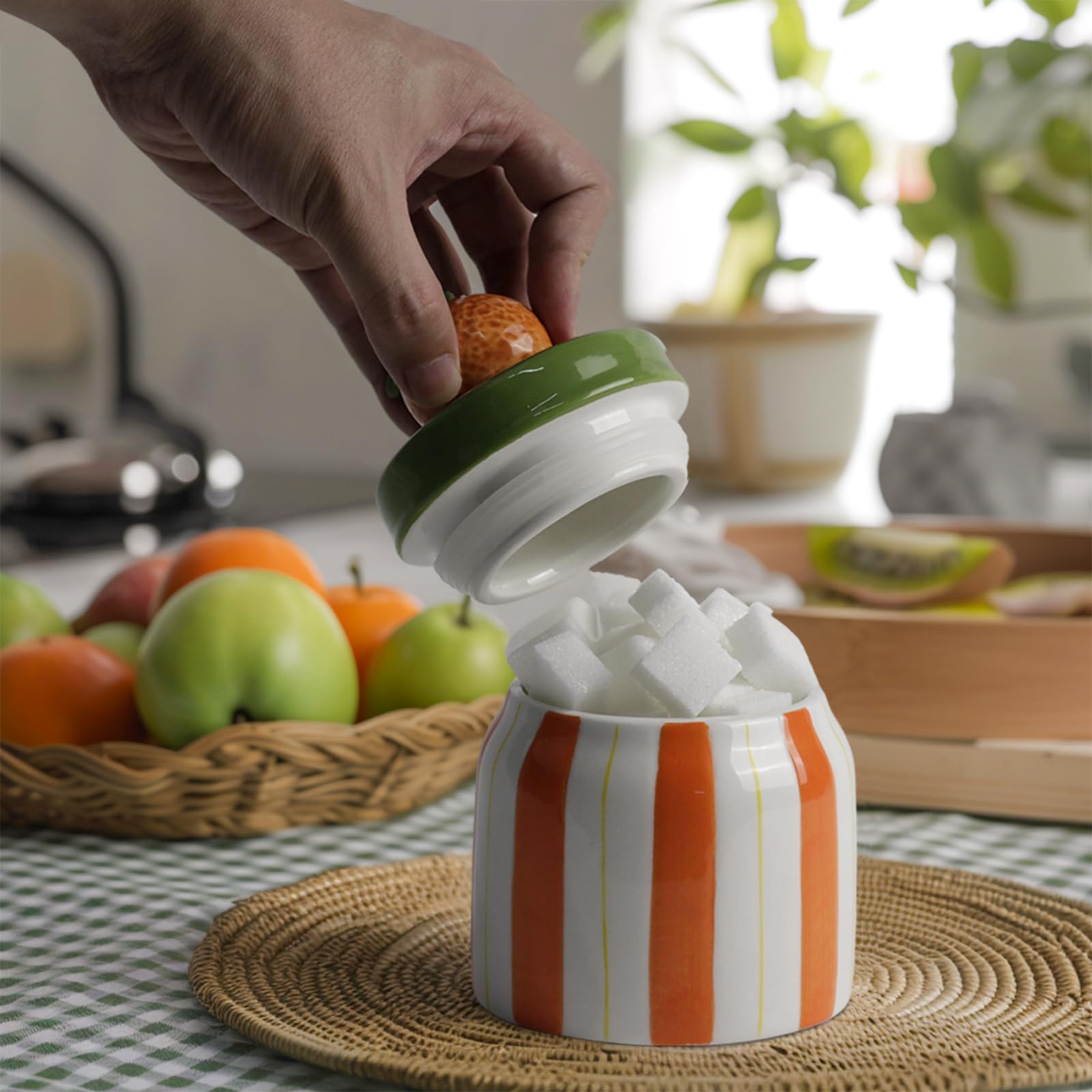 Cookie Jars with Lid Airtight, Hand Painted Ceramic