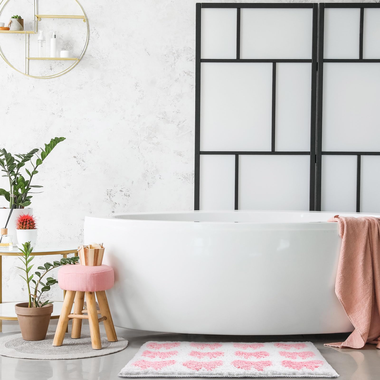 Pink Bow Rug Non Slip Coquette Bathroom Mat Cute Bow Rug 3D Stereoscopic Bow Bath Mat Aesthetic Bath Mat