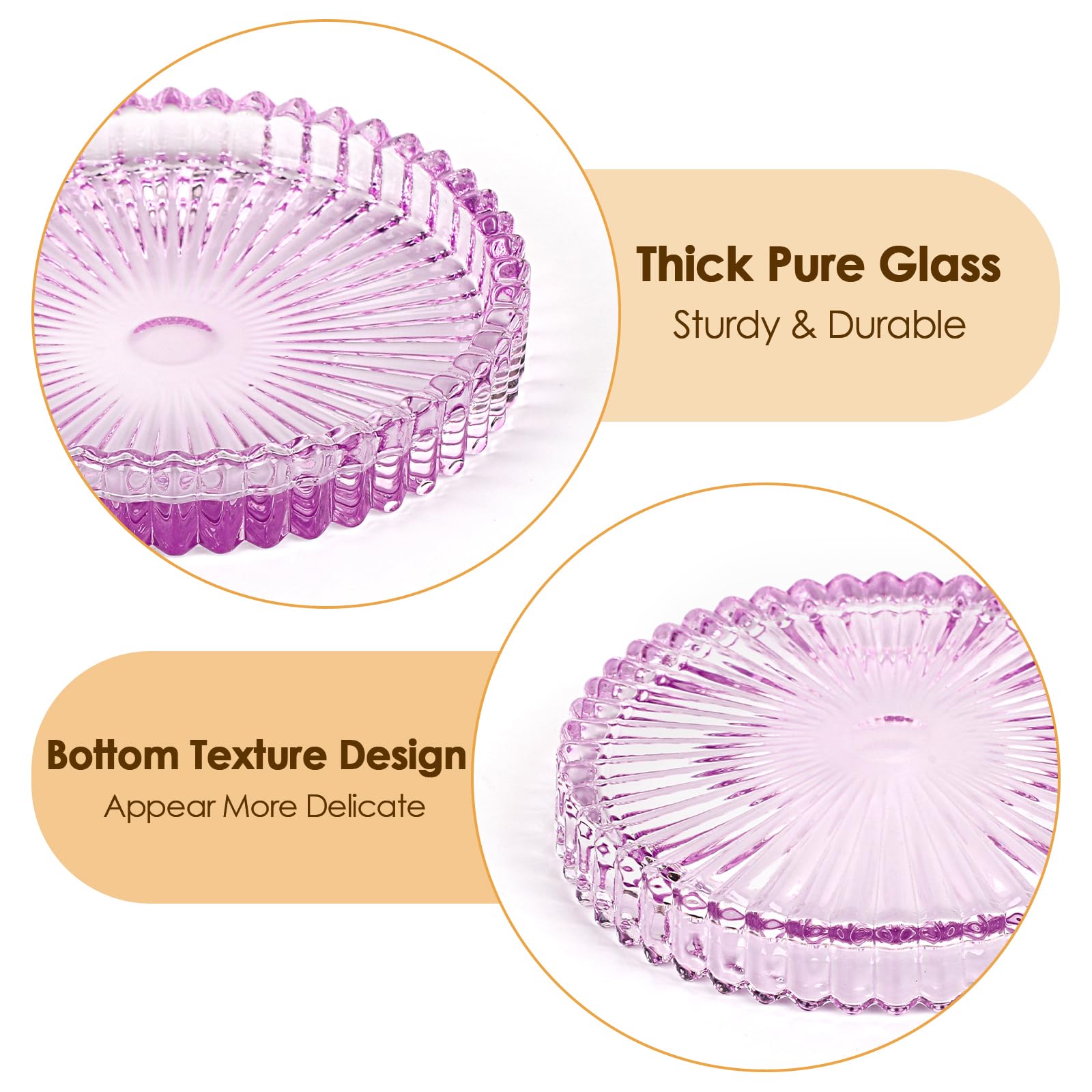 Modern Clear Coaster Set of 8- Glass Coasters for Drinks Crystal Coasters Round Cup Coasters