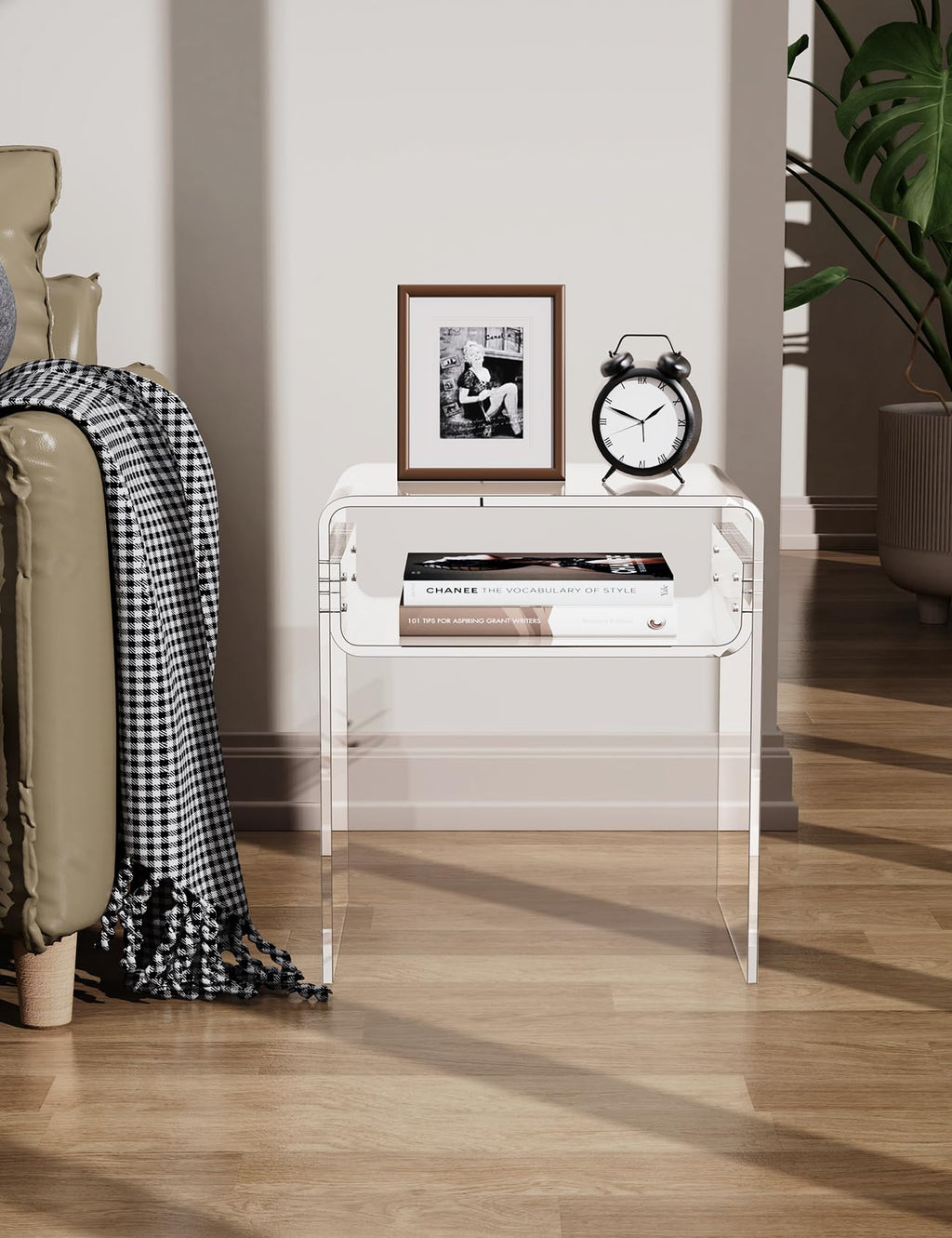 Clear Acrylic End Table 2-Tier Bedside nightstand