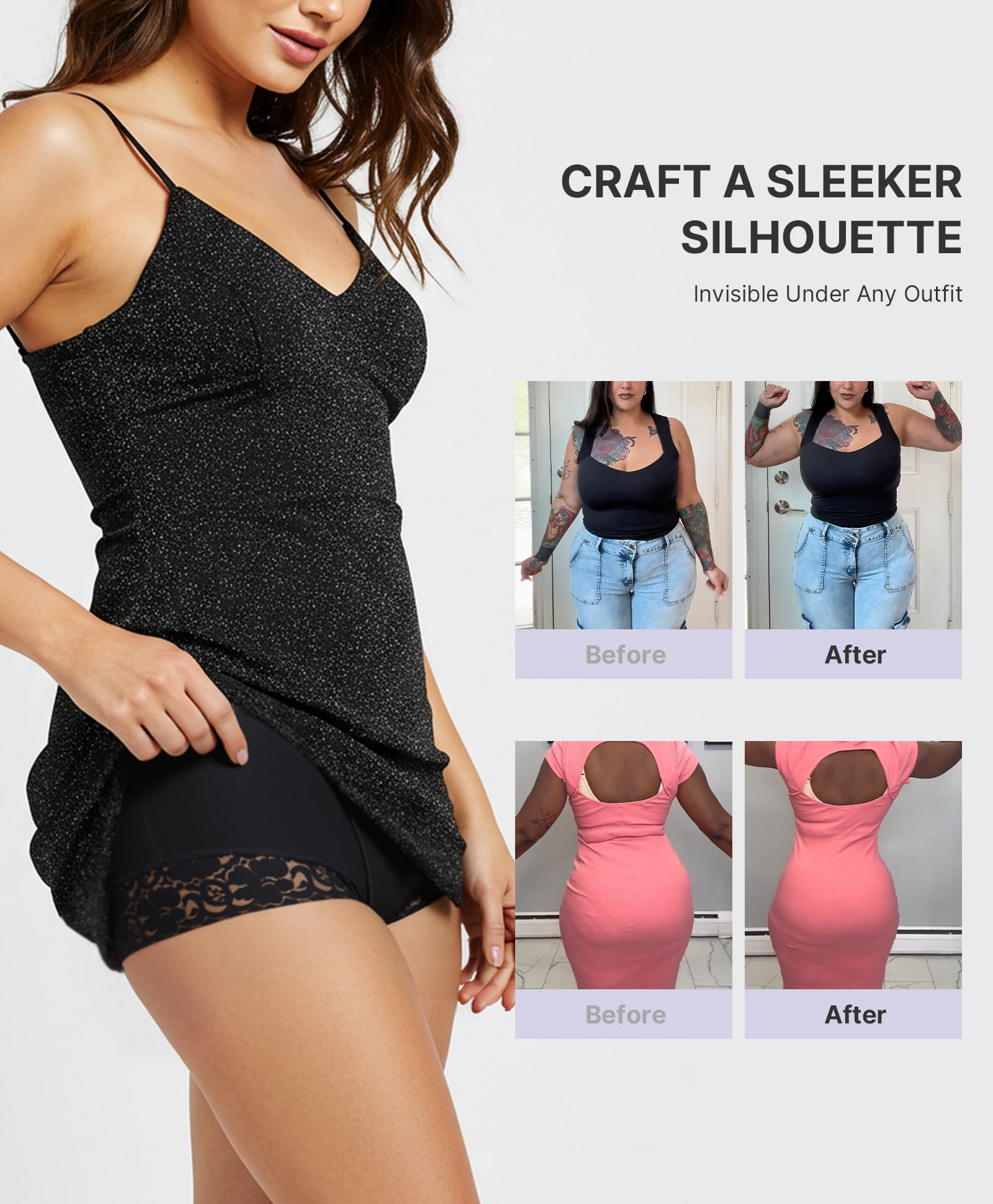 Shapewear for Women Tummy Control Short Faja Body Shaper Compression Panties Mid Waisted Briefs Lace Underwear