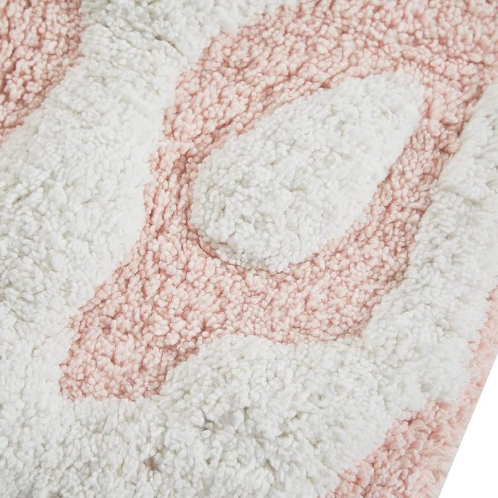 Medallion Floral Pattern Bath Mat 100% Cotton Tufted Bathroom Rugs Luxurious Plush Absorbent, Quick Dry