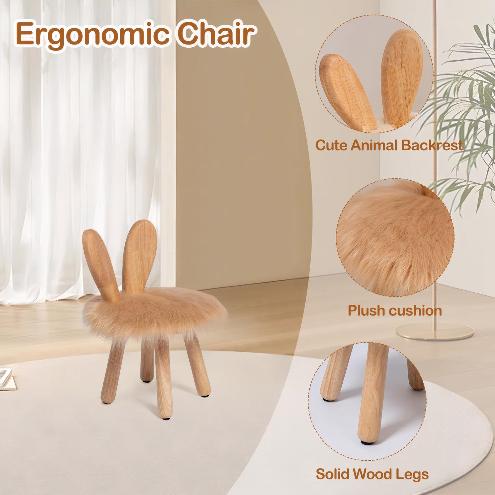 Wooden Toddler Chair Rabbit Stool