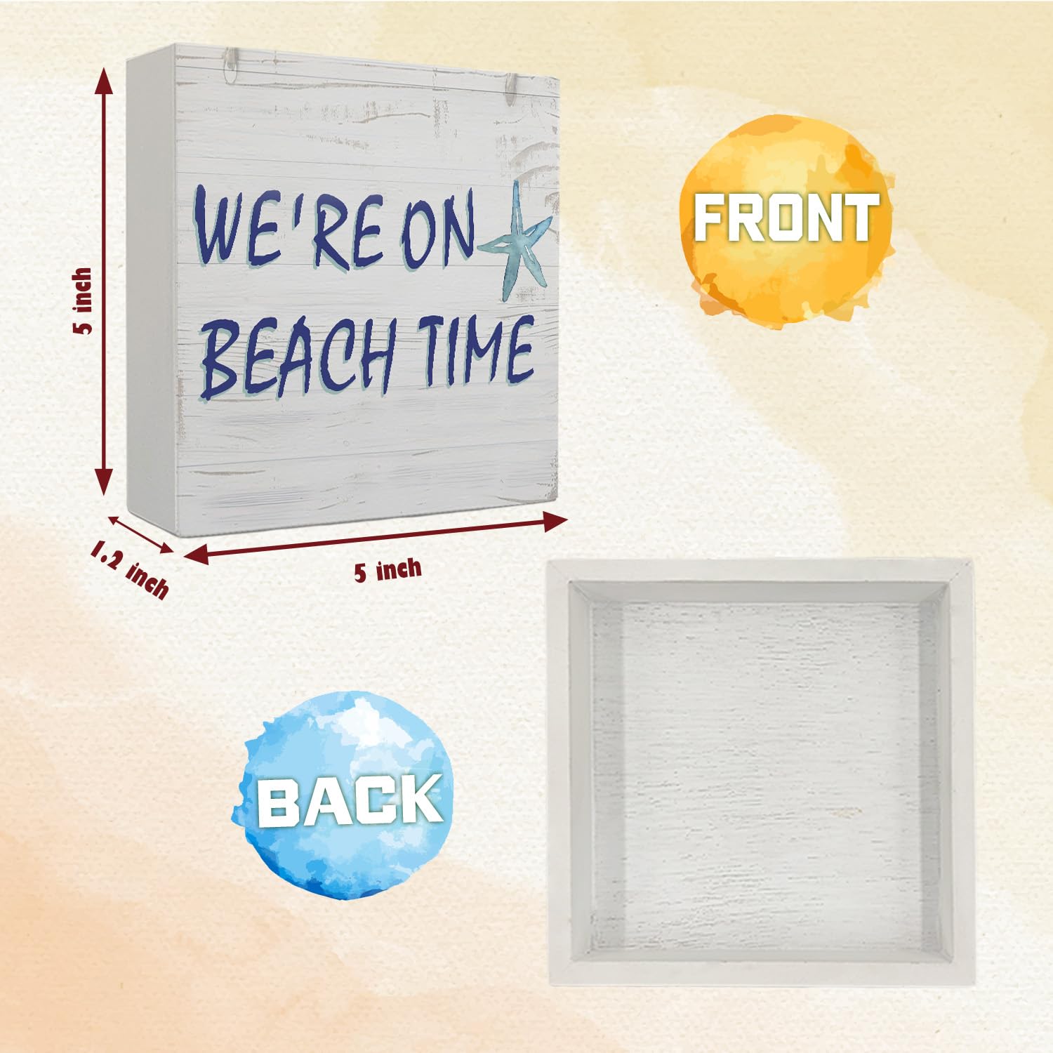 Coquette Pink Bow Champagne Wooden Box Sign, 5x5 Inch