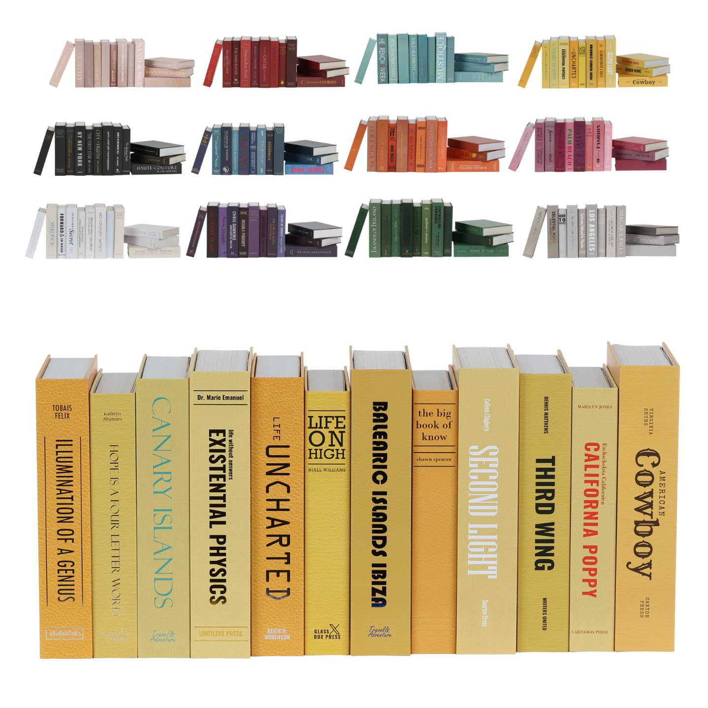 Decorative Faux Books, 12 Fake Books for Bookshelf Decor