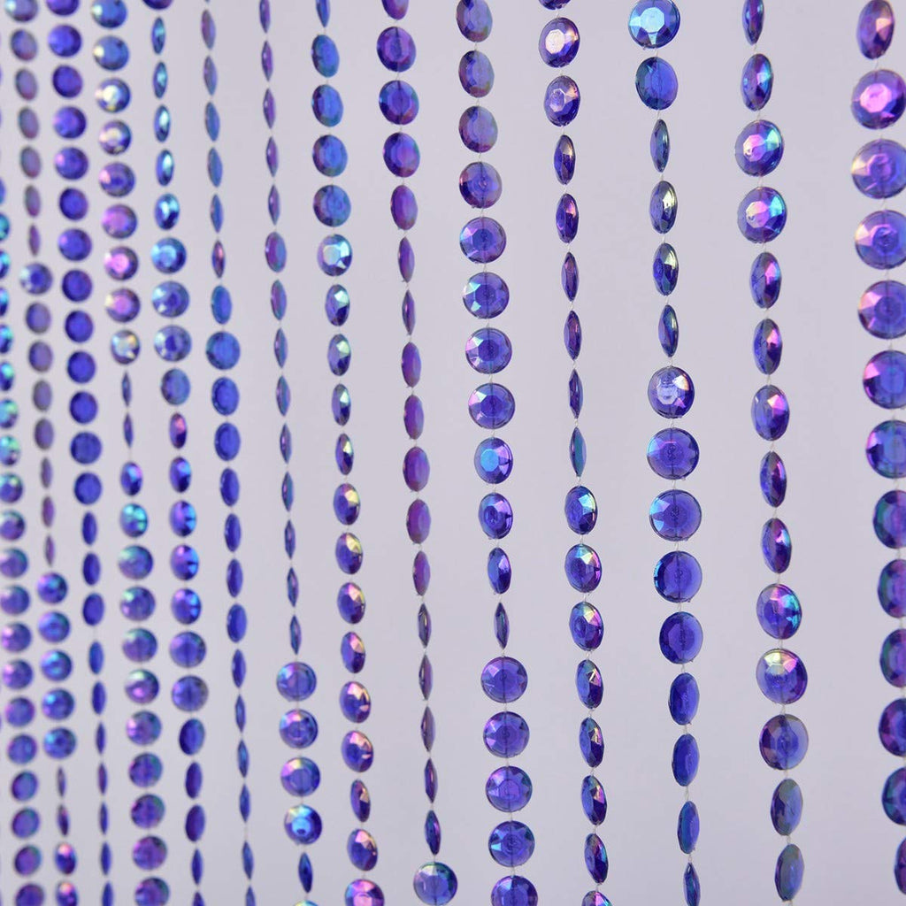 Strands Iridescent Crystal Beaded Curtain for Doorway Room Divider Party Bedroom Decorations, Diamond Cut Bead Curtain, 34 PCS 3FT X 9FT