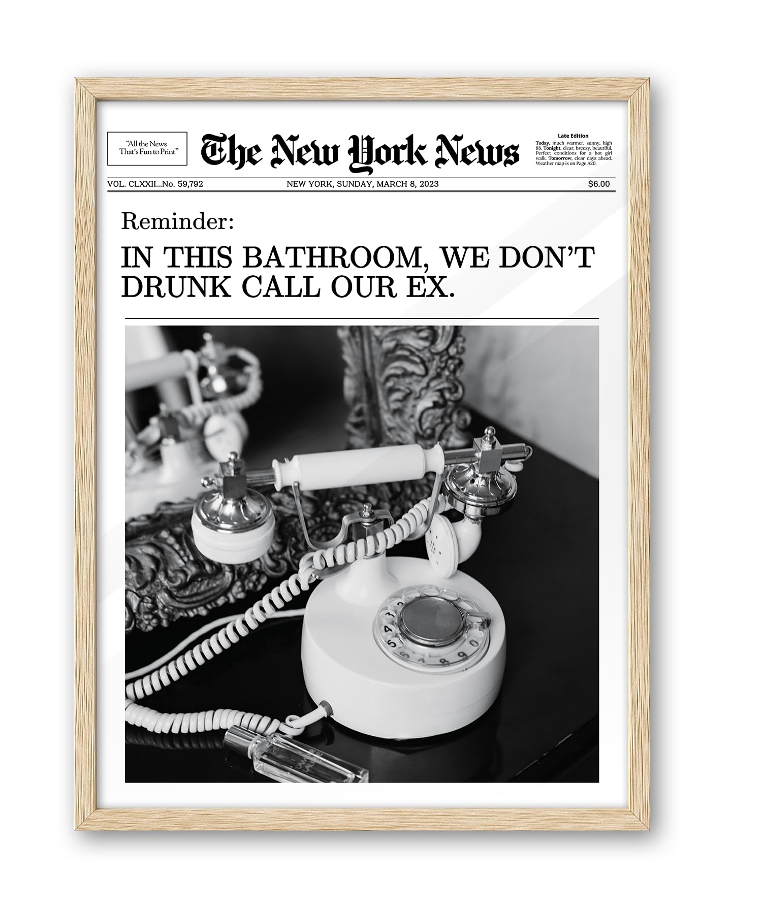 Trendy Retro Newspaper Headline Framed Wall Art, Poster Vintage Canvas Print