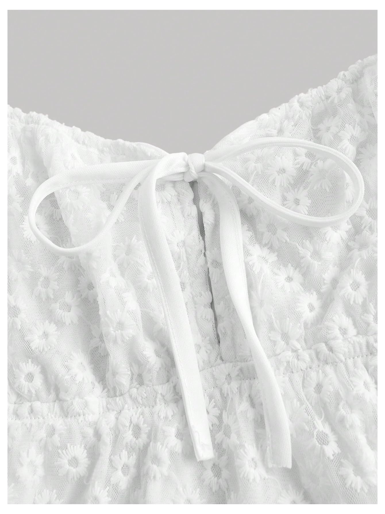 Women's Mesh Eyelet Embroidery Spaghetti Strap Cami Dress Backless Summer Mini Dresses Sundress