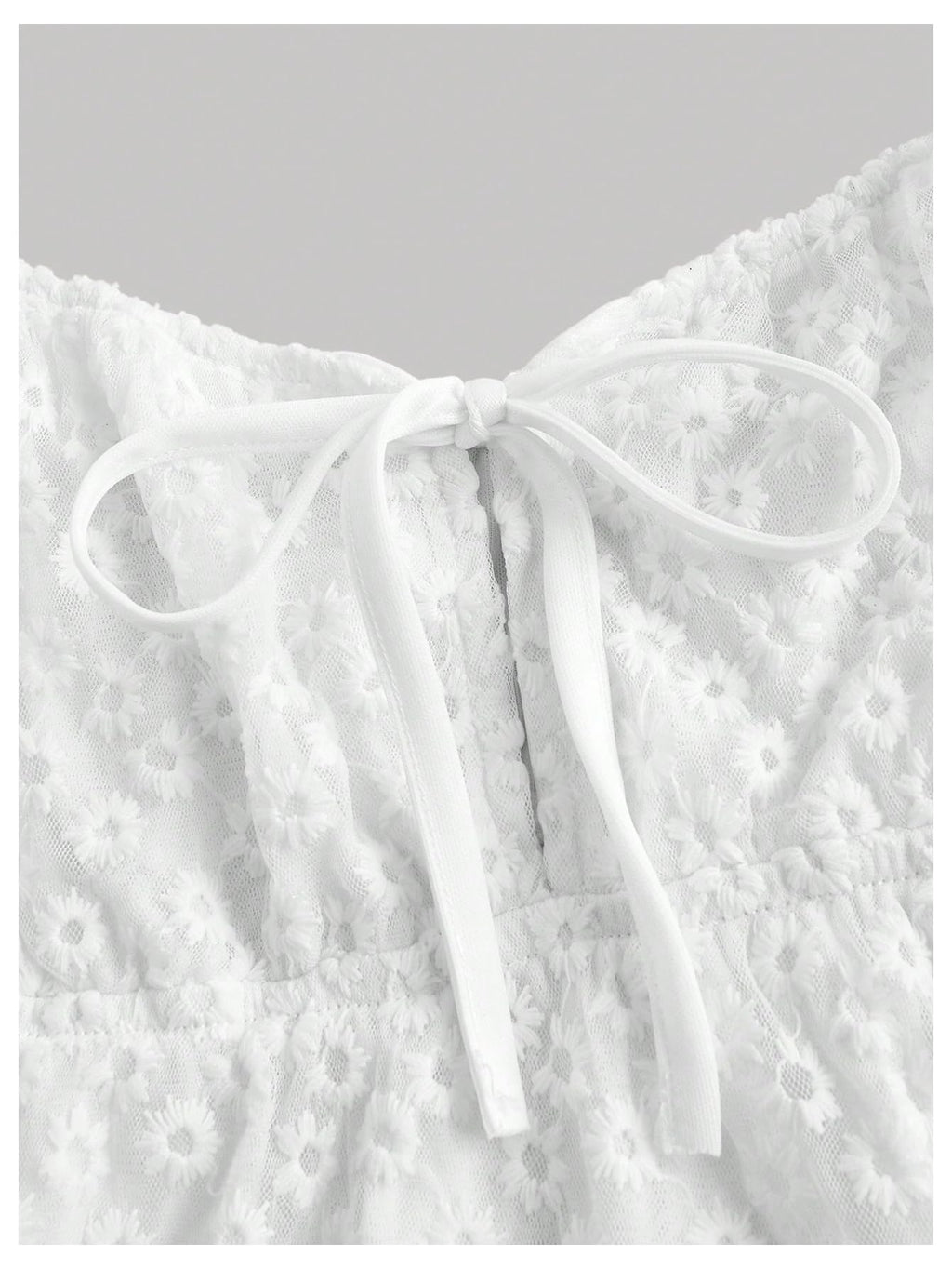 Women's Mesh Eyelet Embroidery Spaghetti Strap Cami Dress Backless Summer Mini Dresses Sundress