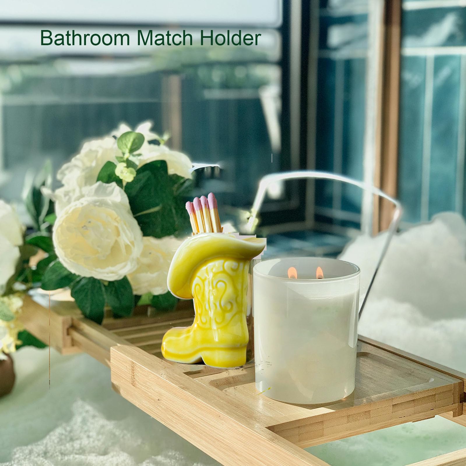 Cowgirl Boot Match Holder With Striker - Ceramic Cowgirl Boots Coastal Western Home Decor Aesthetic