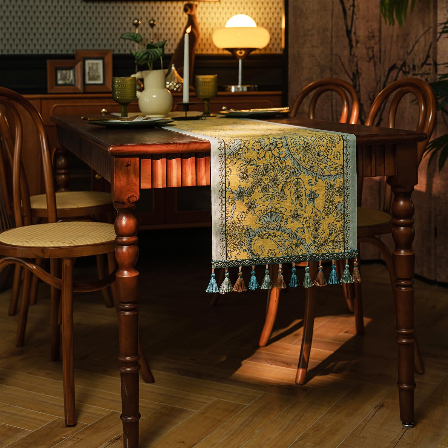 Retro-Luxury Tassels Table Runner Series for Kitchen Dining Table