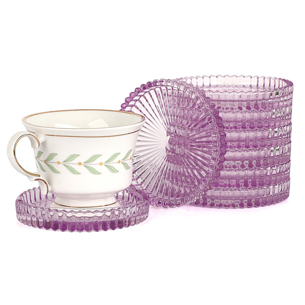 Modern Clear Coaster Set of 8- Glass Coasters for Drinks Crystal Coasters Round Cup Coasters