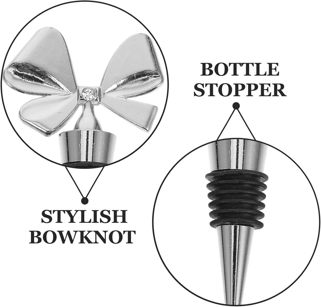 Cute Bow Tie Bottle Stopper, Alloy Silicone Wine Stopper, Reusable Beverage Bottle Stopper, 15-20mm