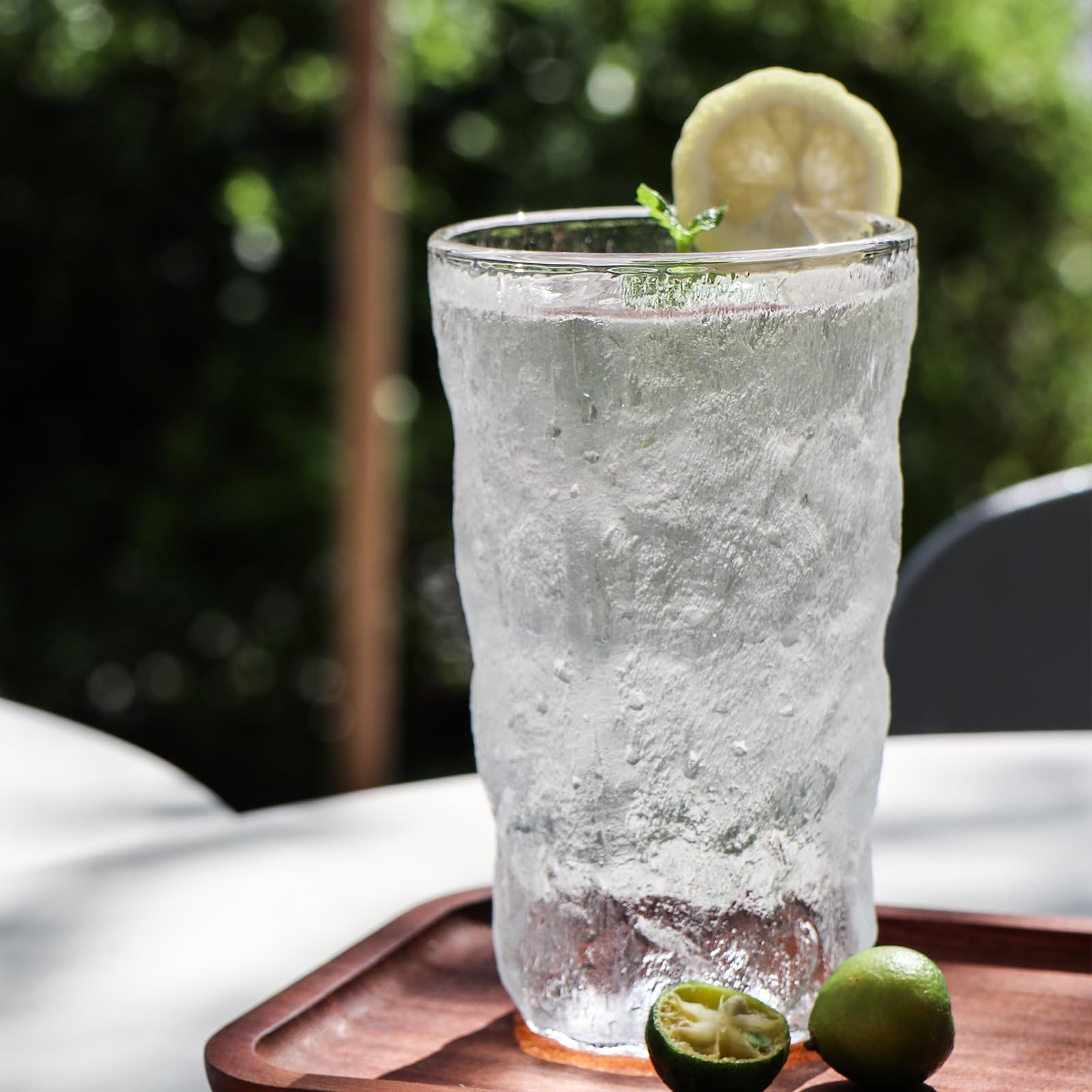 Drinking Glasses, Glassware Sets of 2, Mixed Drinking Glacier Pattern 12 oz Glass Cups