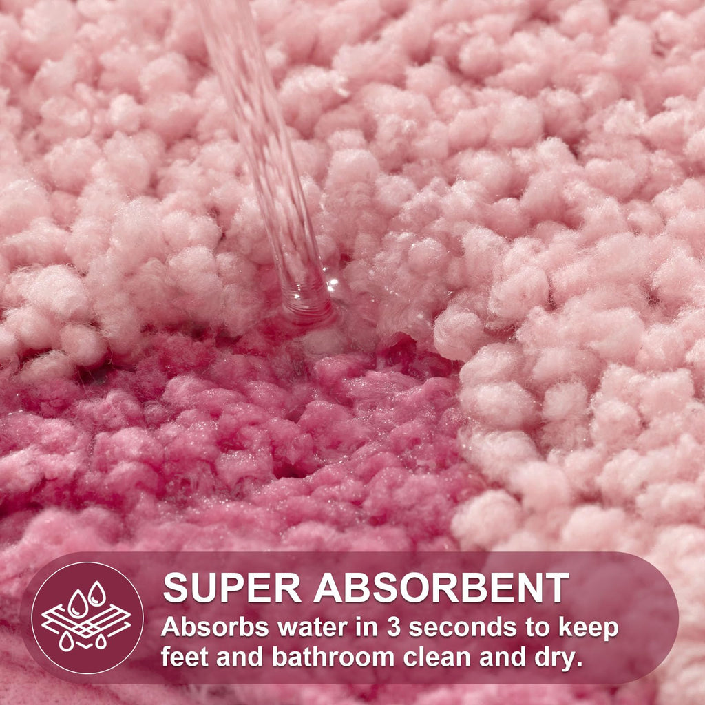 Cute Scalloped Bath Mat, Fun Plush Microfiber Scallop Bathroom Rugs Non Slip Washable Quick Dry Absorbent